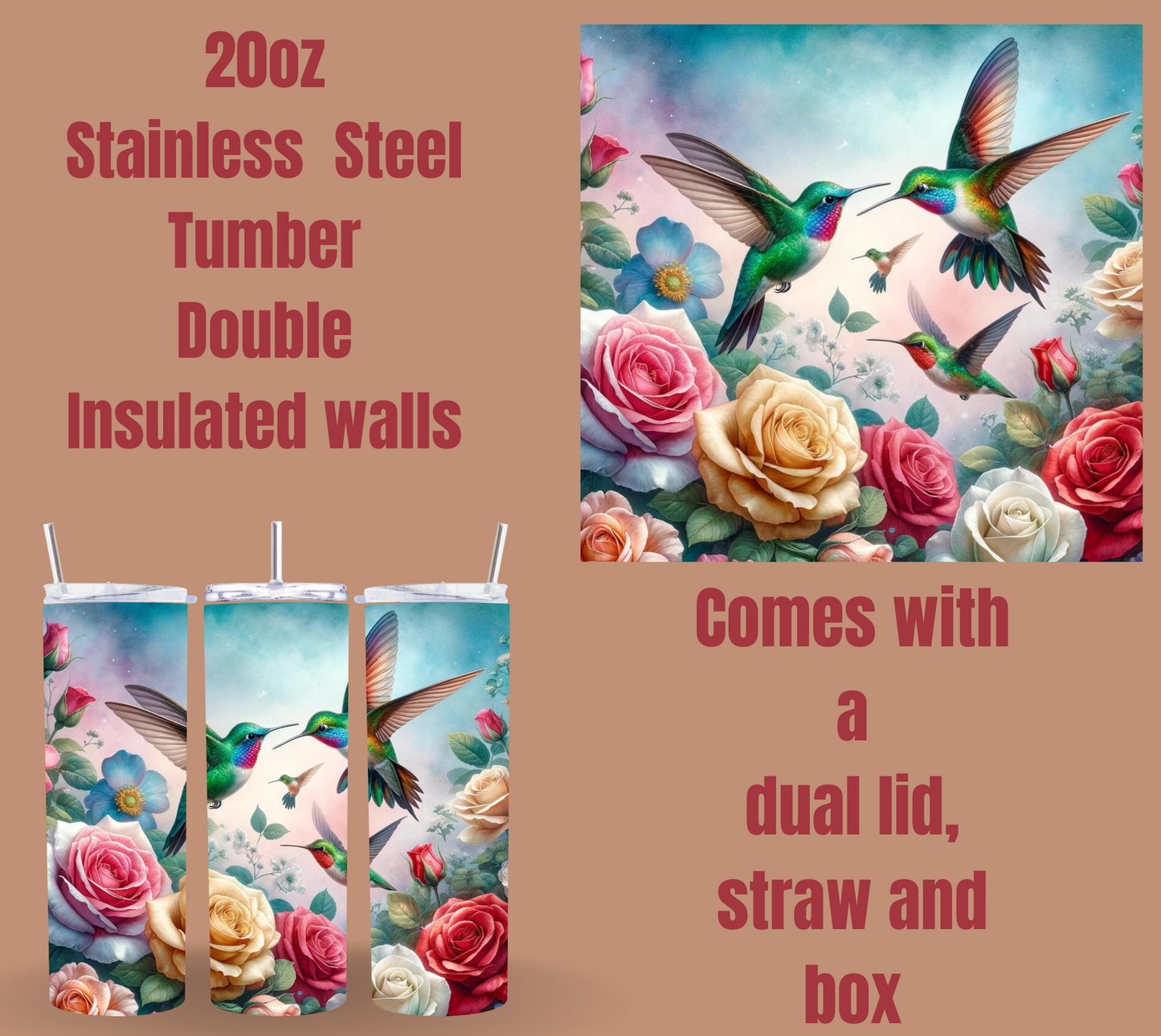 Enchanted Blossom Hummingbird Tumblers