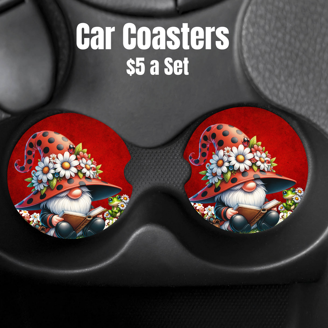 Enchanted Gnome Absorbent Car Coasters