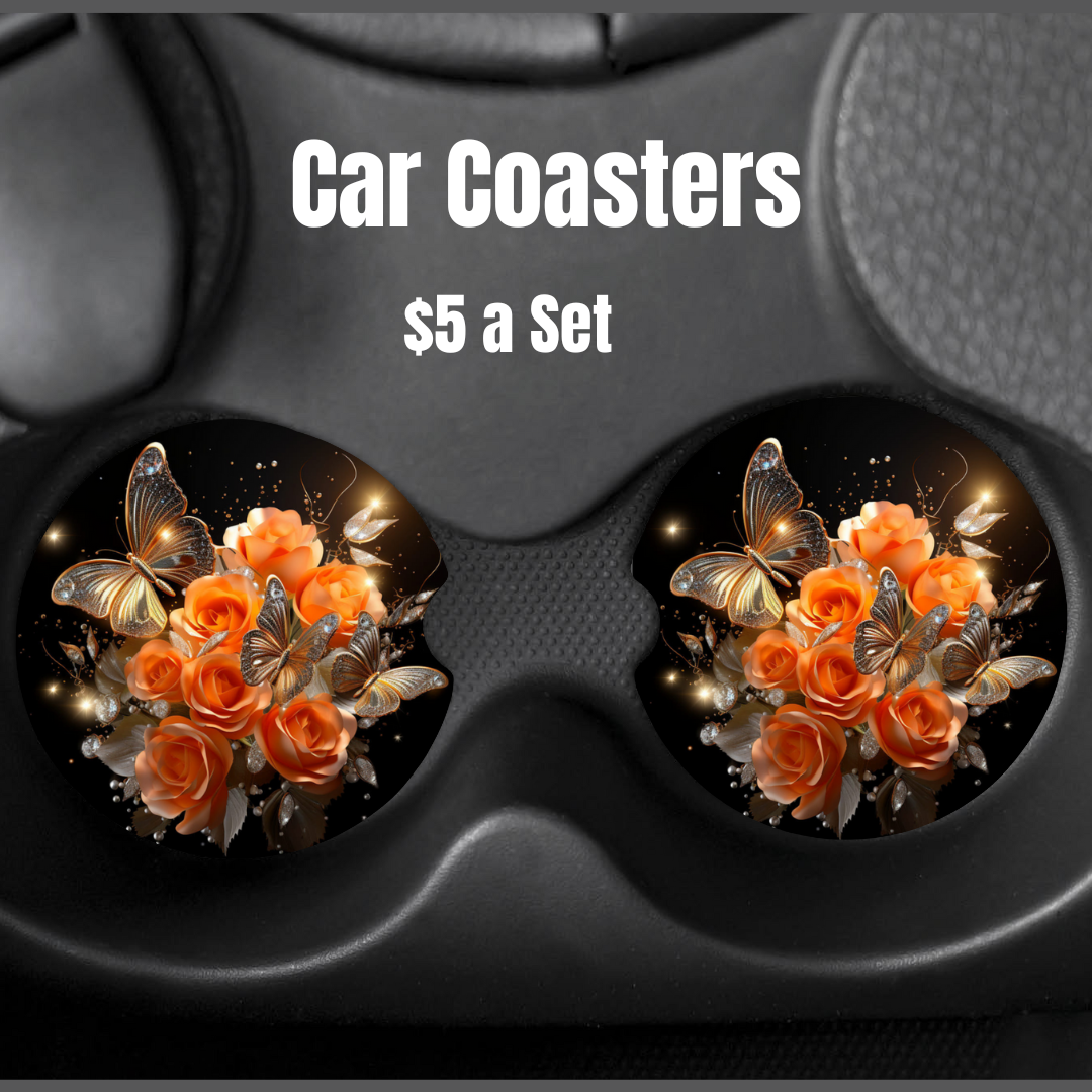 Butterflies and roses Car Coasters