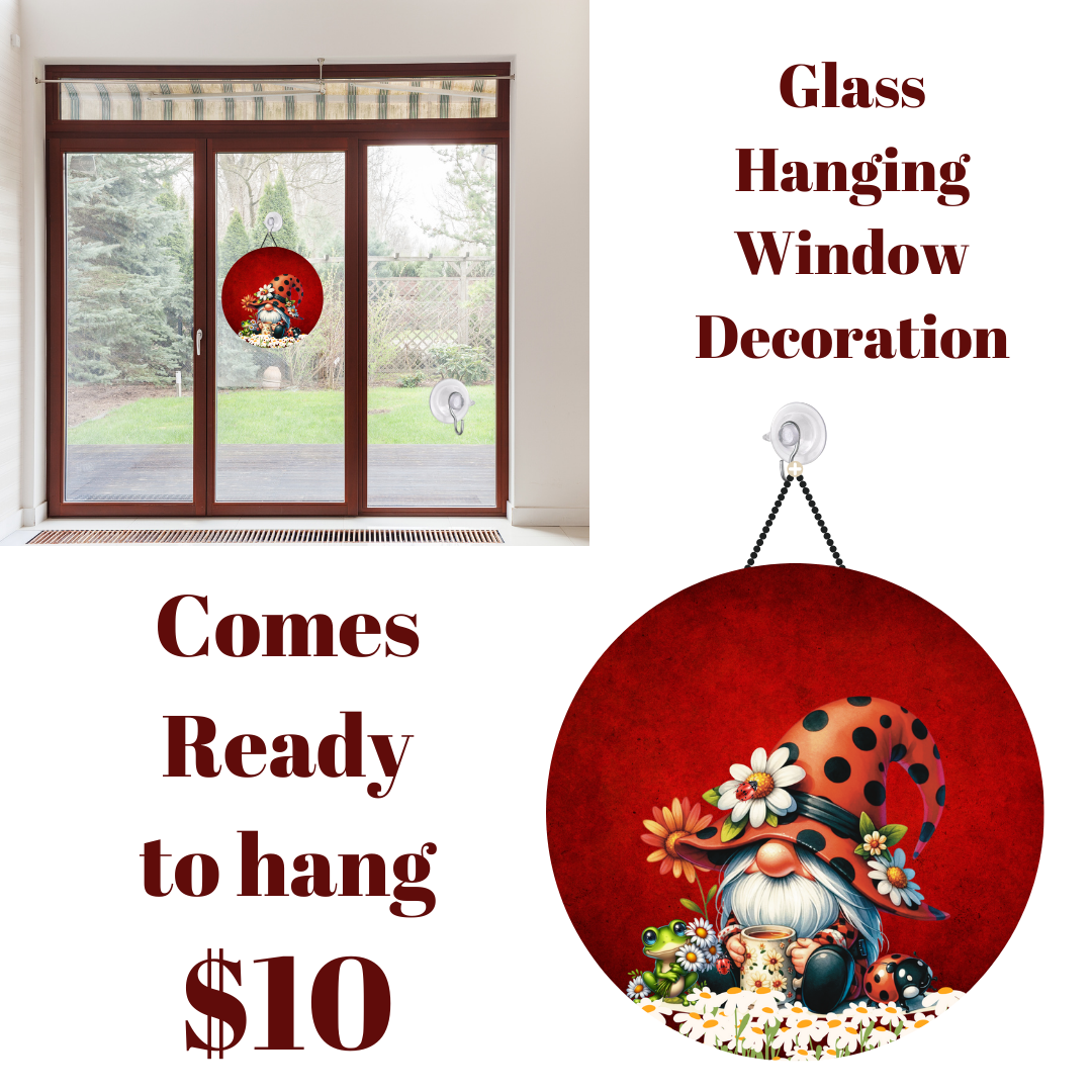 Enchanted Garden Gnome Glass Window Charms