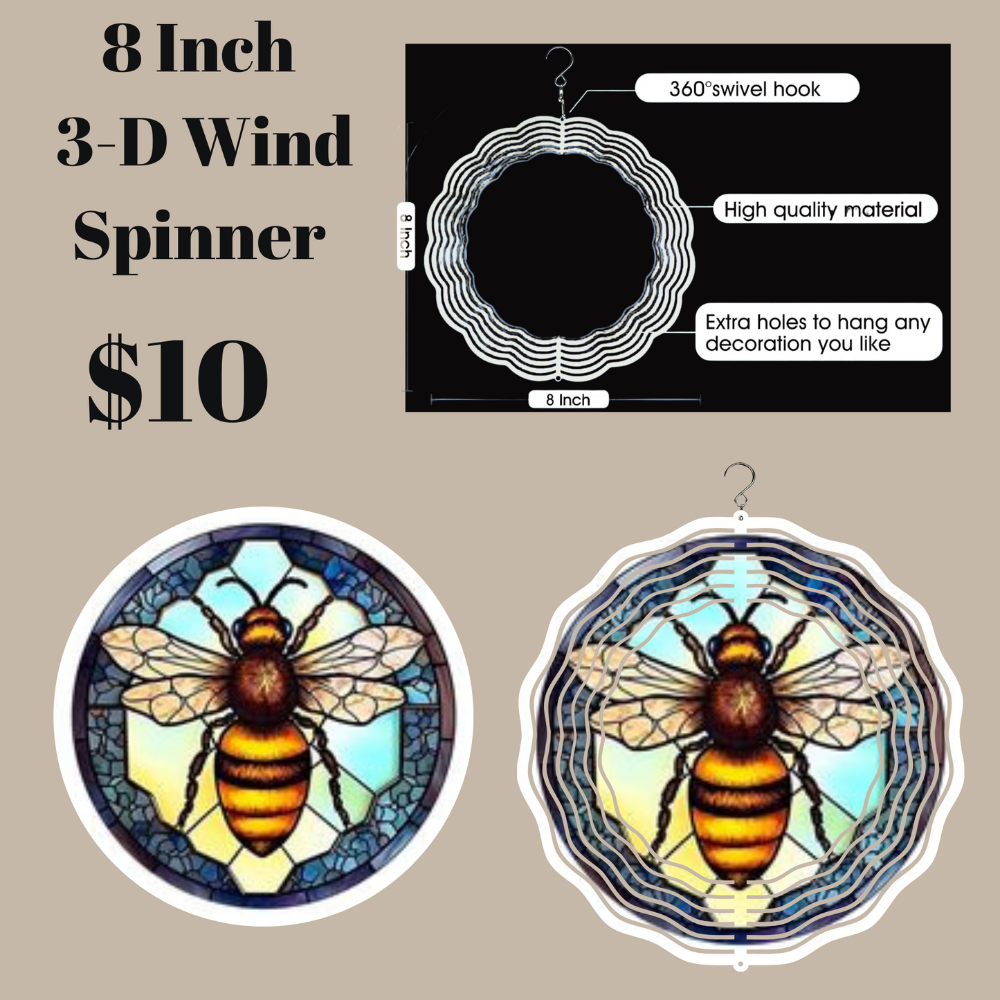 Garden Guardian Bee 3D Wind Spinner