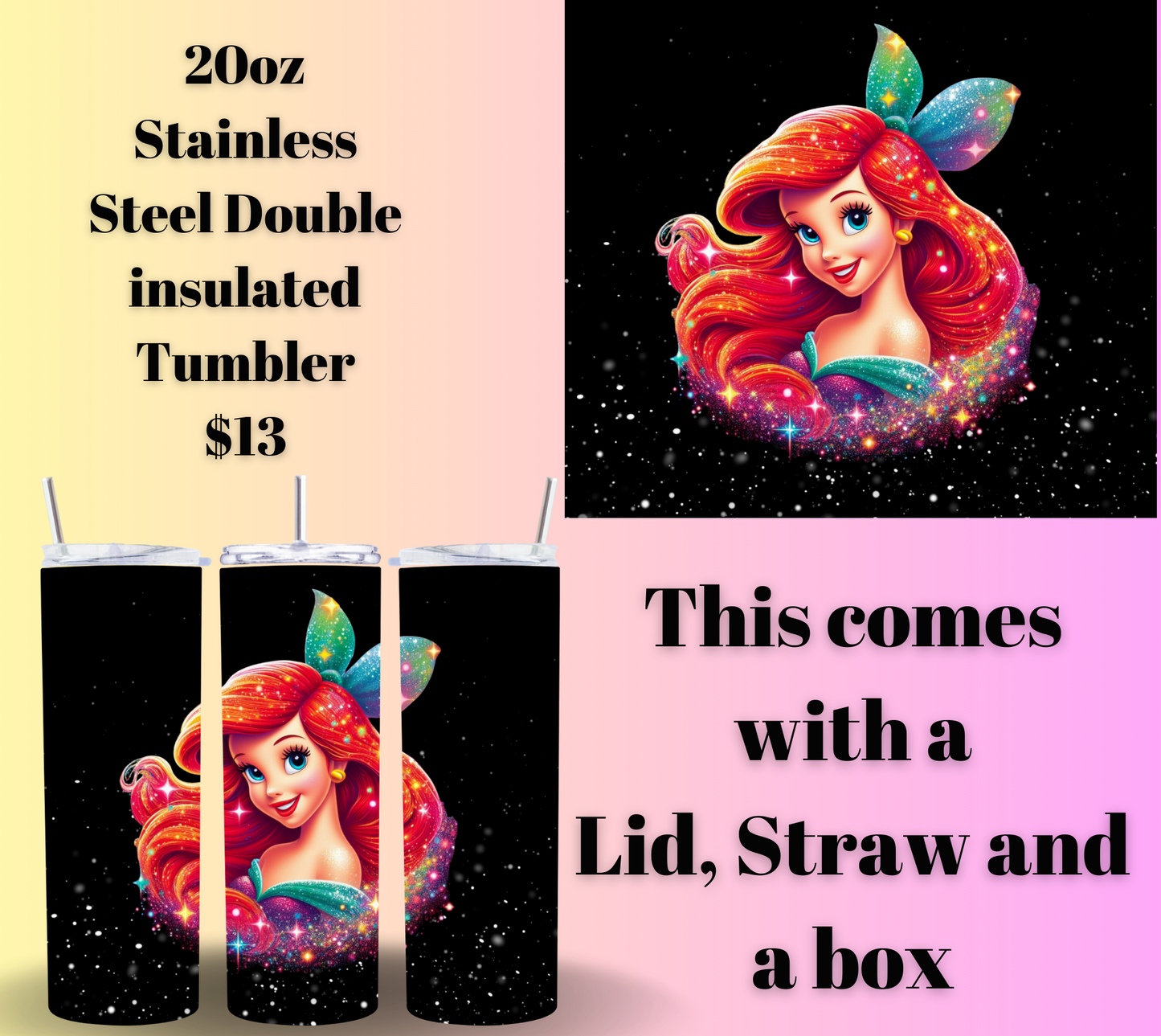 Beautiful Ariel Skinny Tumblers