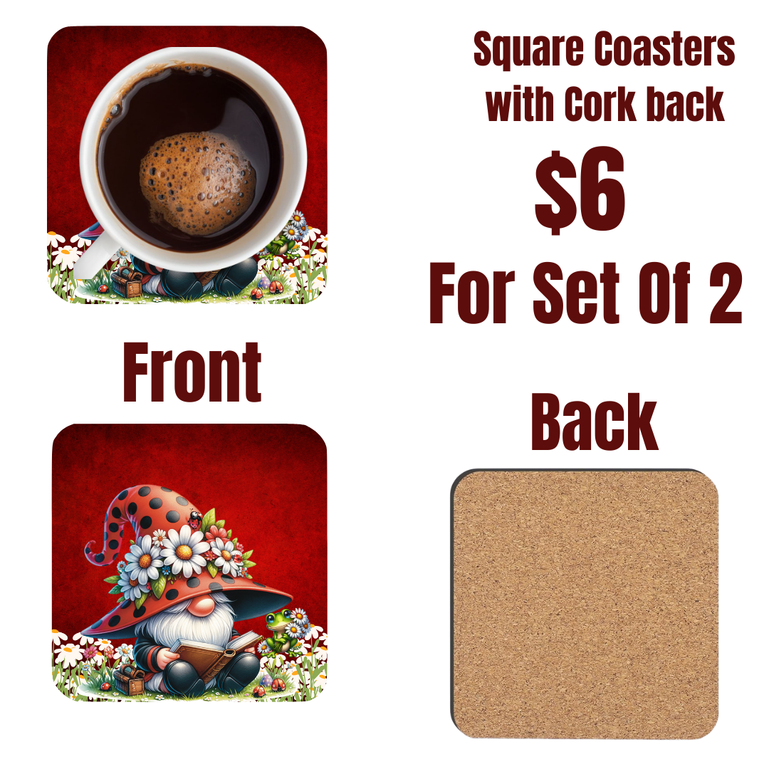 Whimsical Gnome End Table Coaster Set