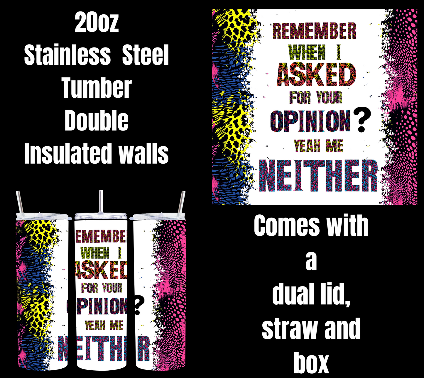 Cheeky Chic 20oz Insulated Splash Tumblers