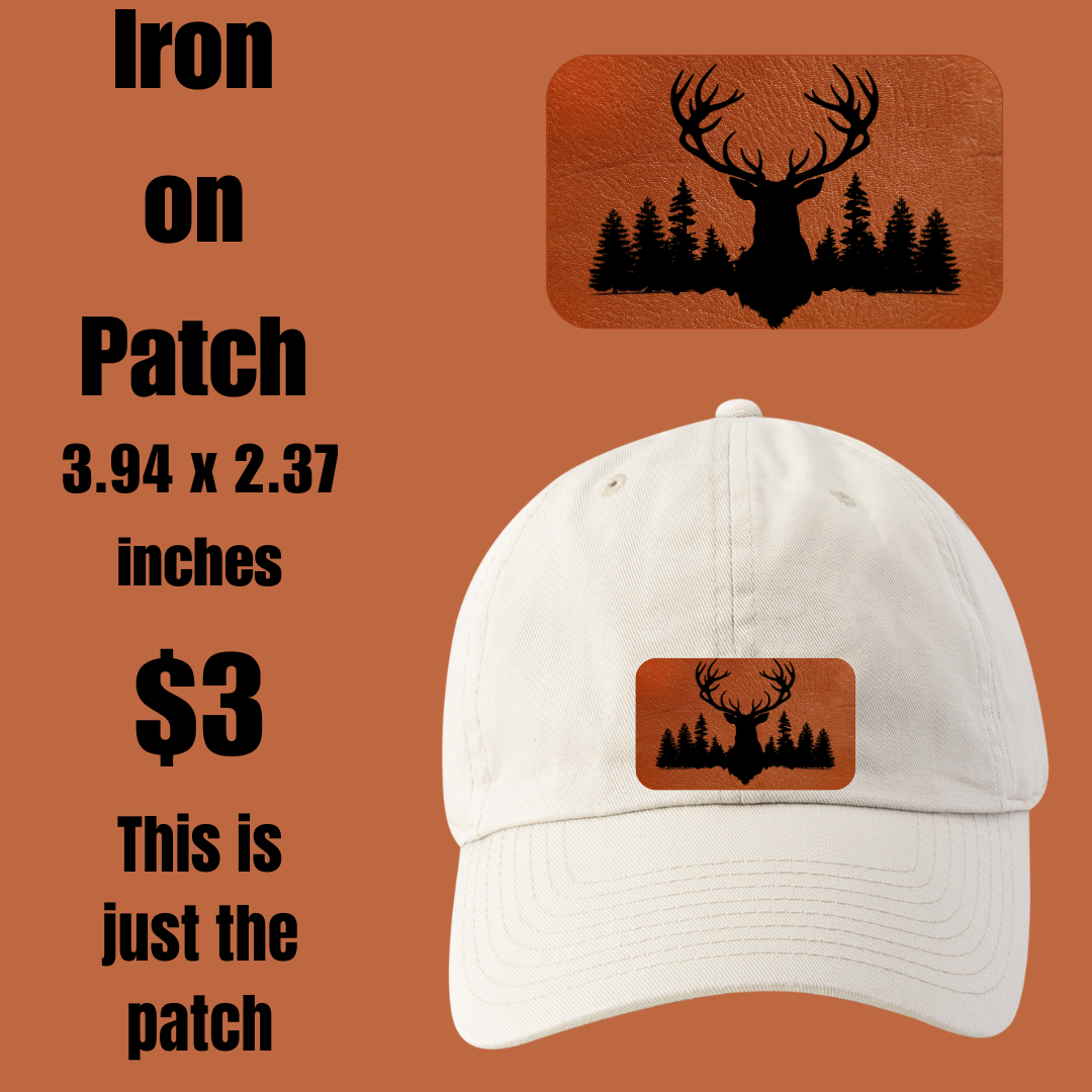 Silhouette Stag and Pines Iron-on Patch