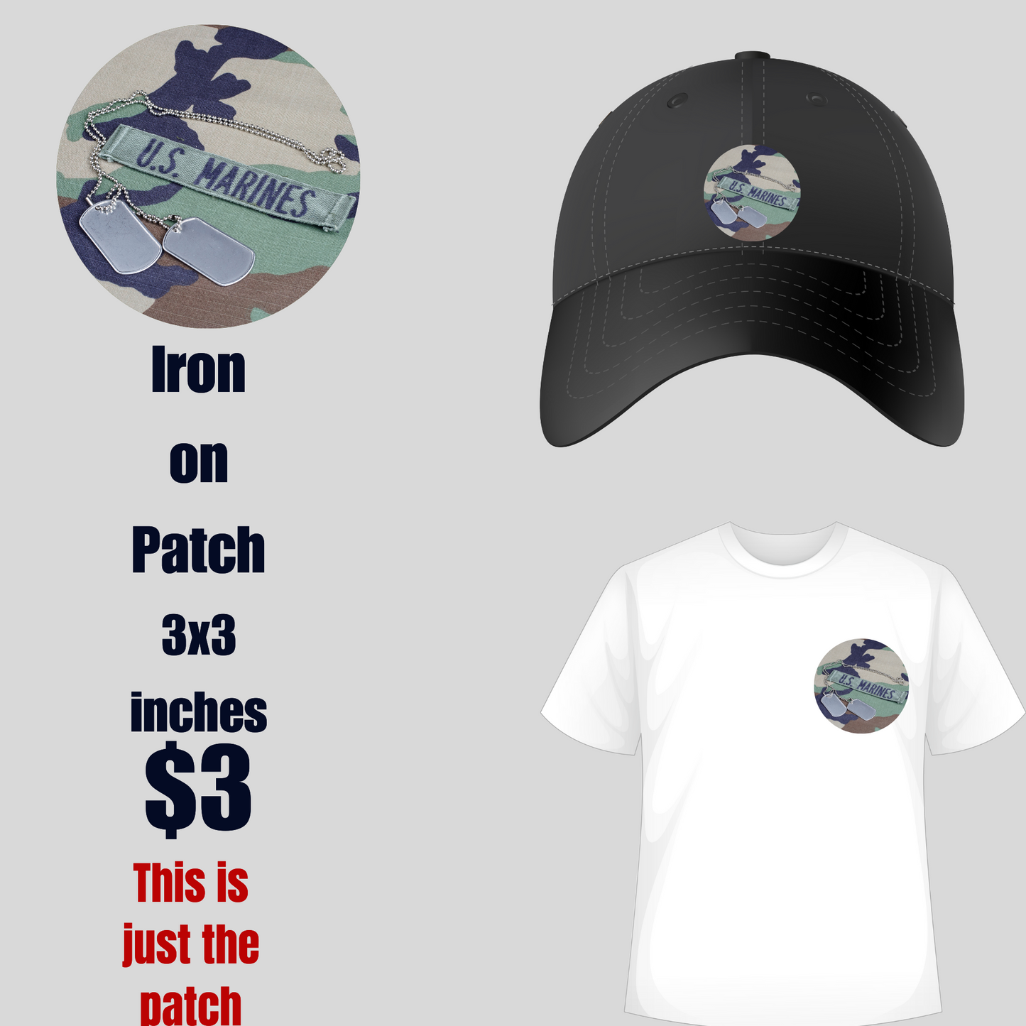 Patriotic Camo Marine Iron-On Patch