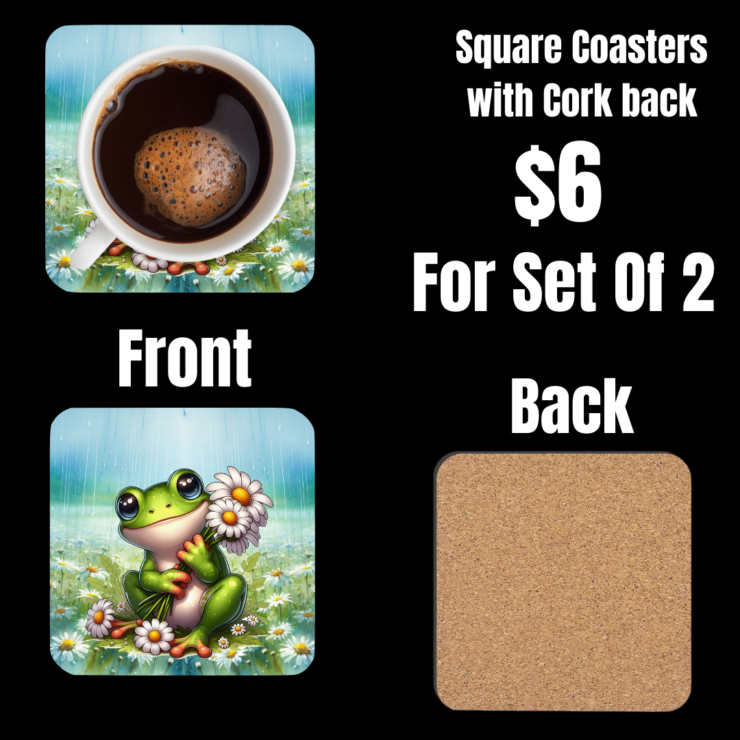 Meadow Frolic Frog Coasters