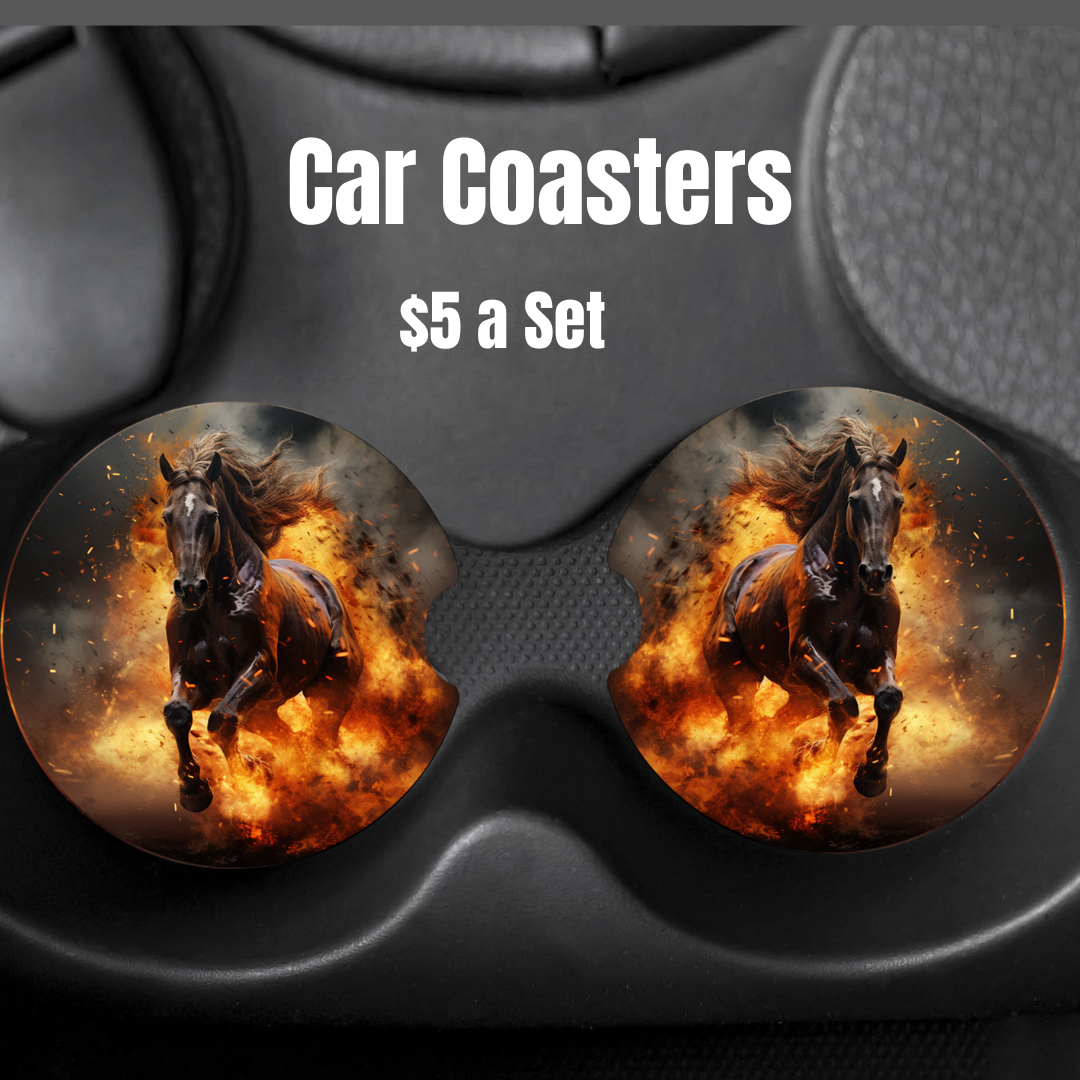 Horse on fire Car Coasters
