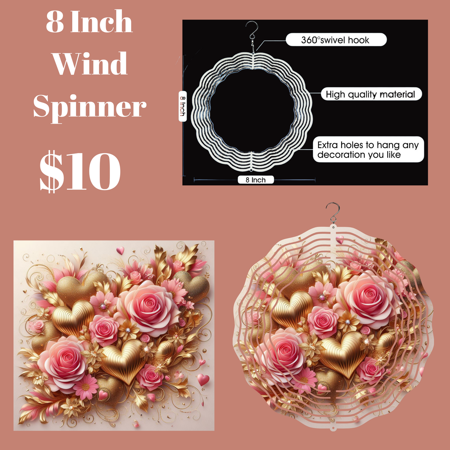 Radiant Hearts 3D Wind Spinner