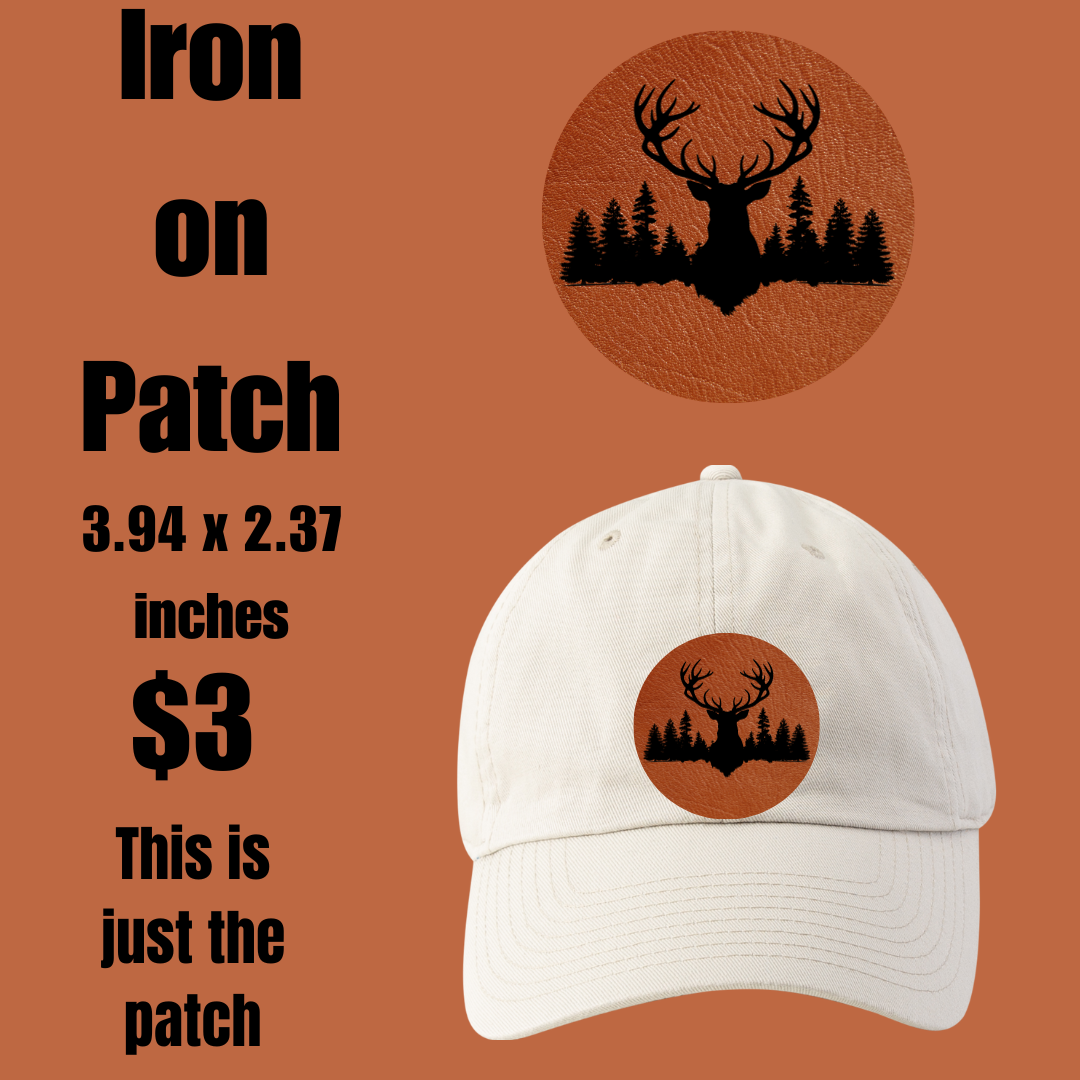 Silhouette Stag and Pines Iron-on Patch