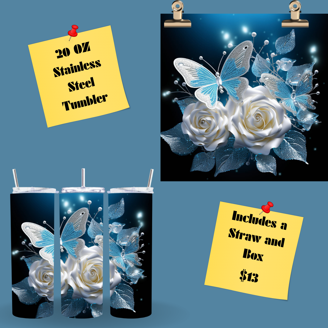 Butterflies and Roses Tumblers
