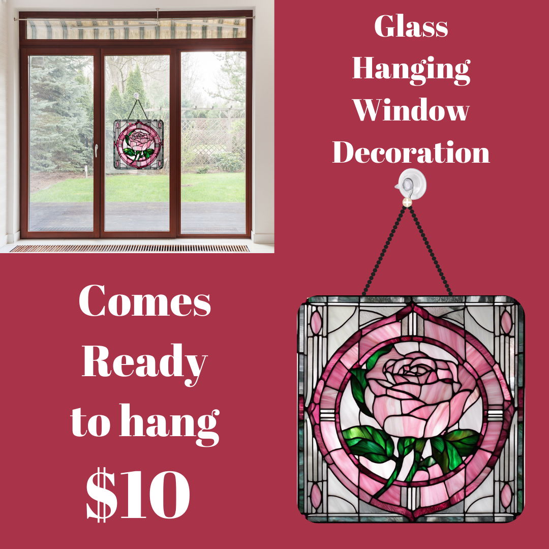 Blooming Rose Stained Glass Window Charm