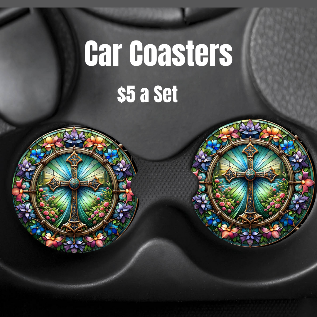 "Sanctuary Blossoms" Car Coasters Set