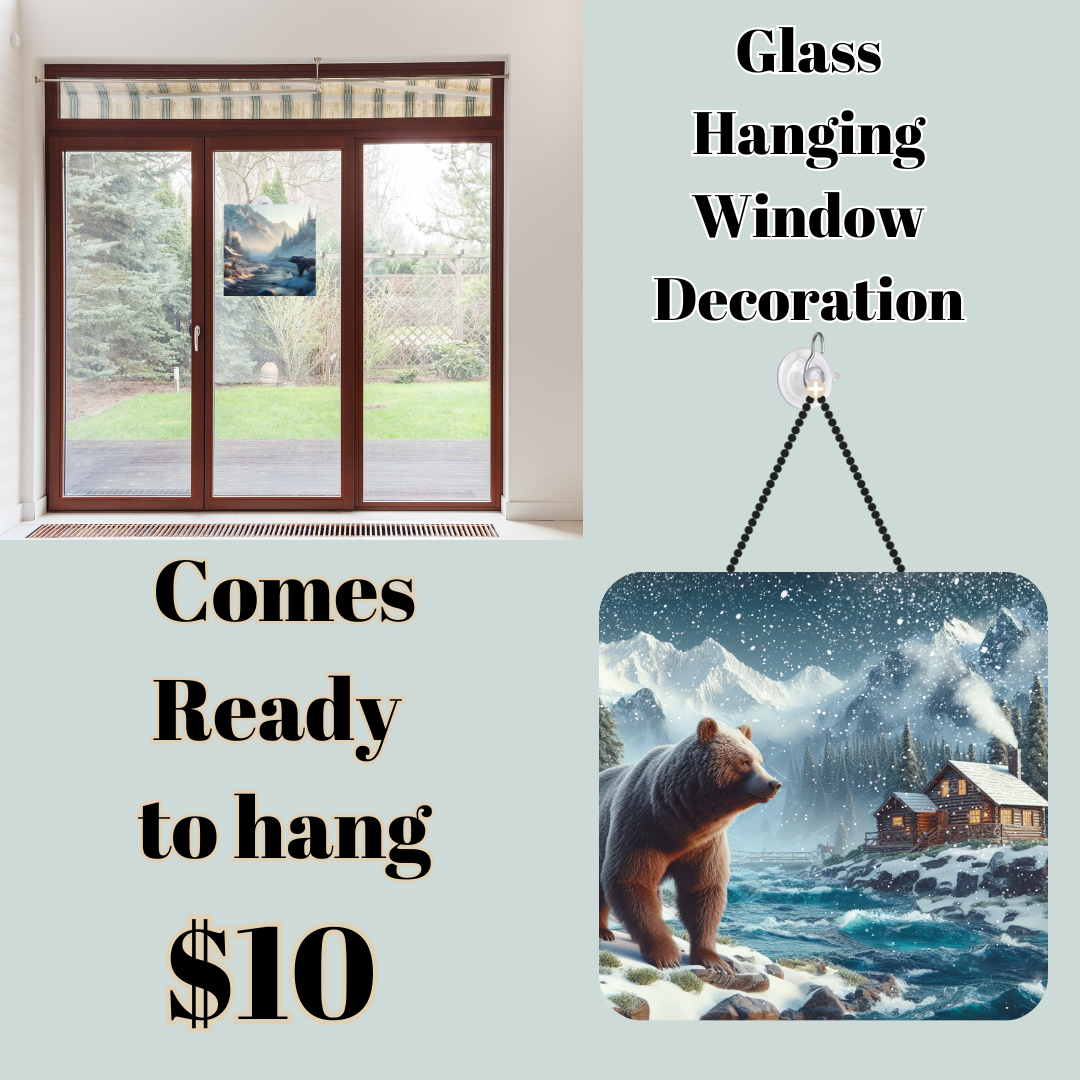 Winter Wilderness Retreat Glass Hanging Window Decorations