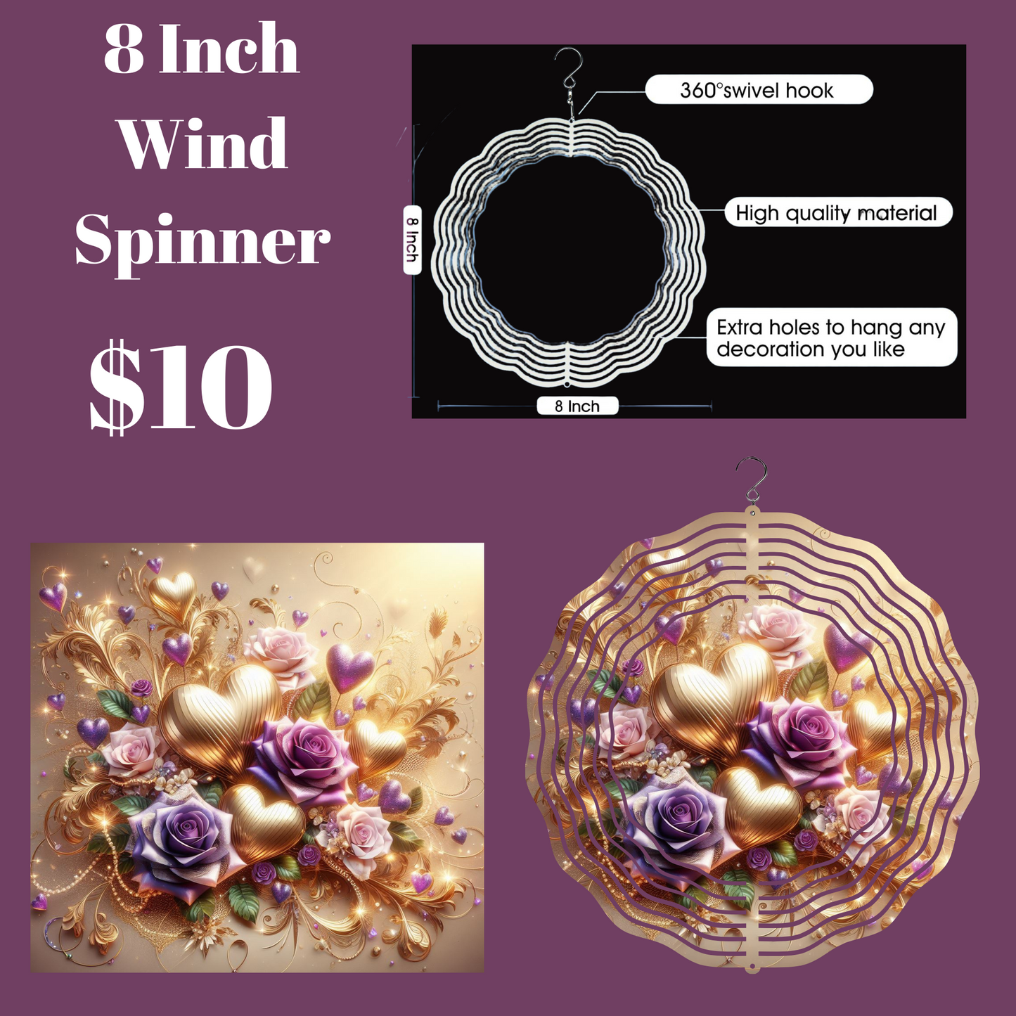 Radiant Hearts 3D Wind Spinner