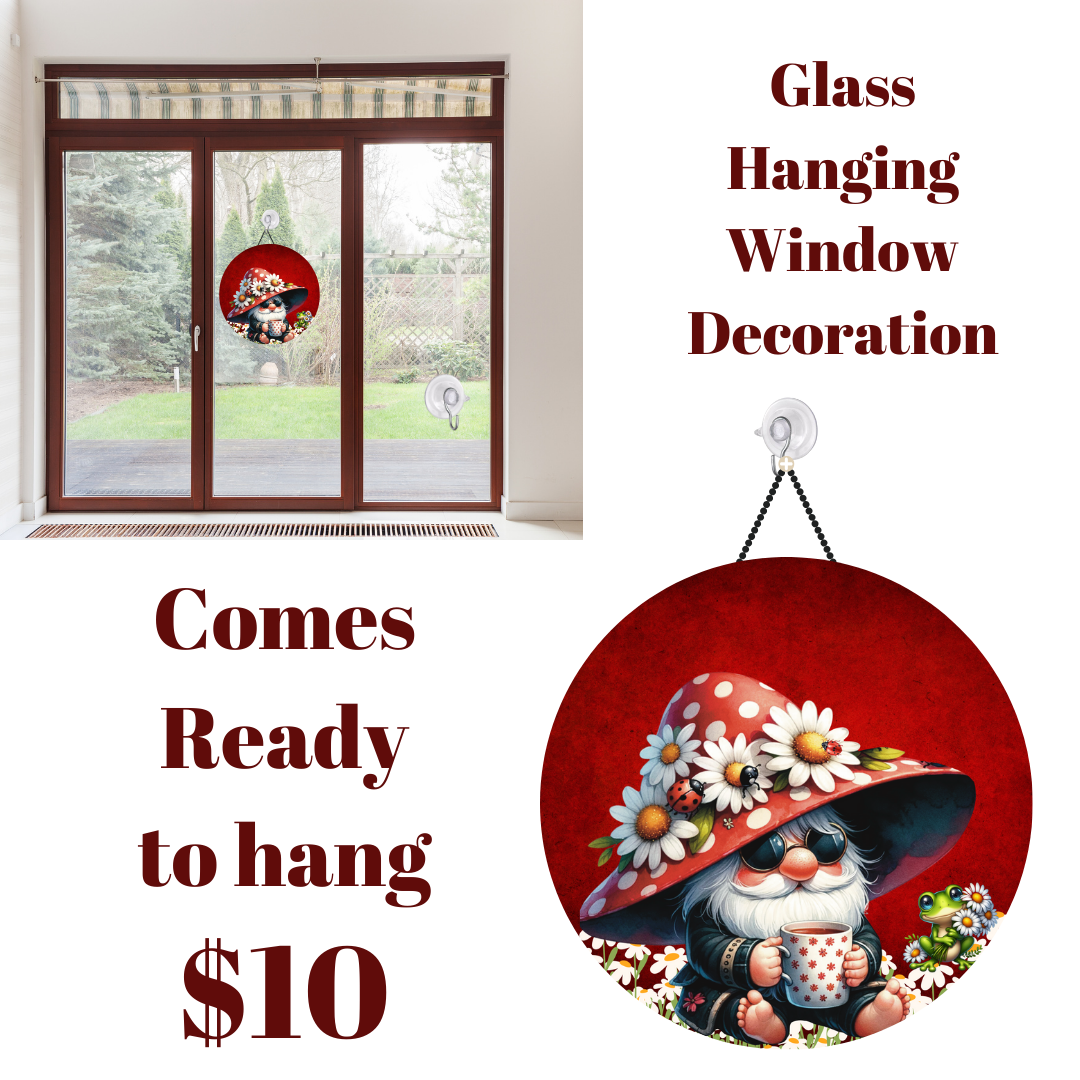 Enchanted Garden Gnome Glass Window Charms