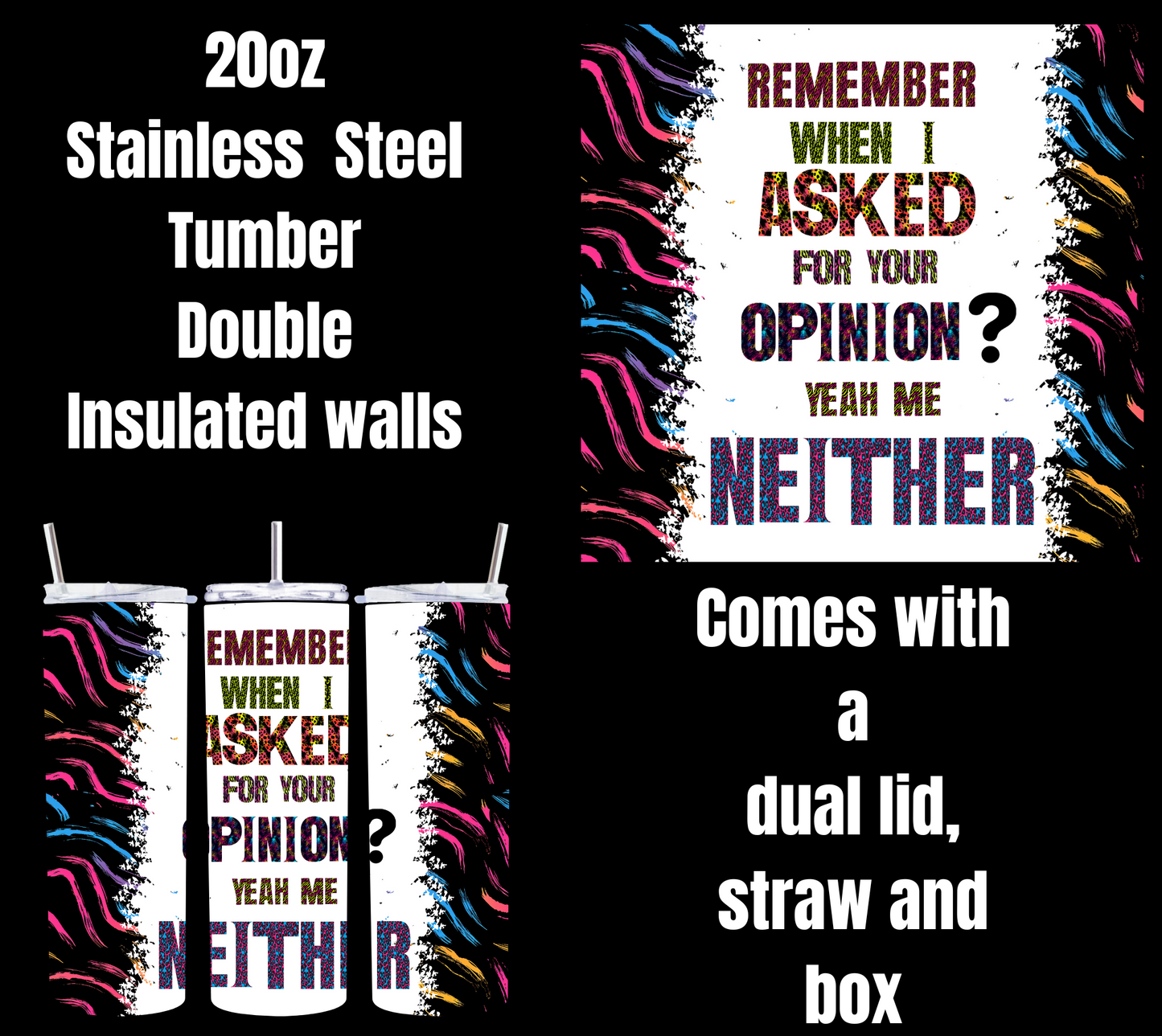 Cheeky Chic 20oz Insulated Splash Tumblers