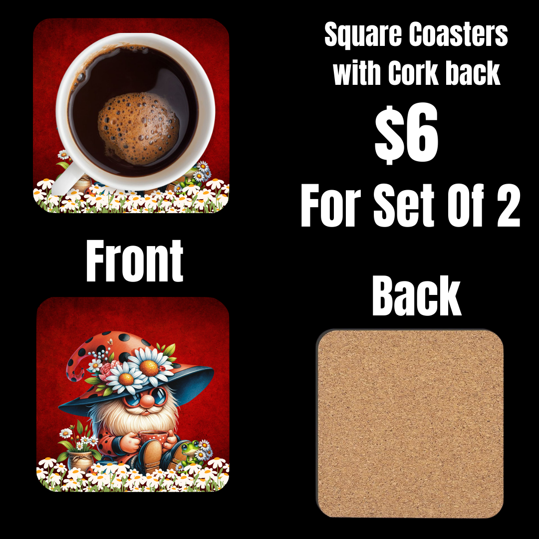 Whimsical Gnome End Table Coaster Set
