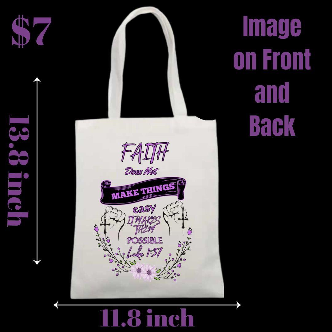 Faith-Inspired Dual-Sided Tote Bag – Floral and Scripture Design