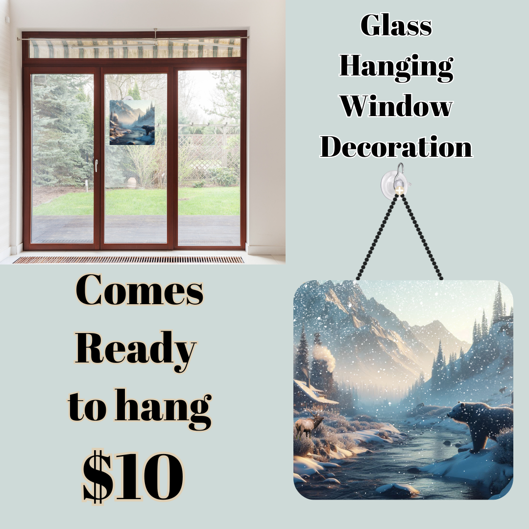 Winter Wilderness Retreat Glass Hanging Window Decorations