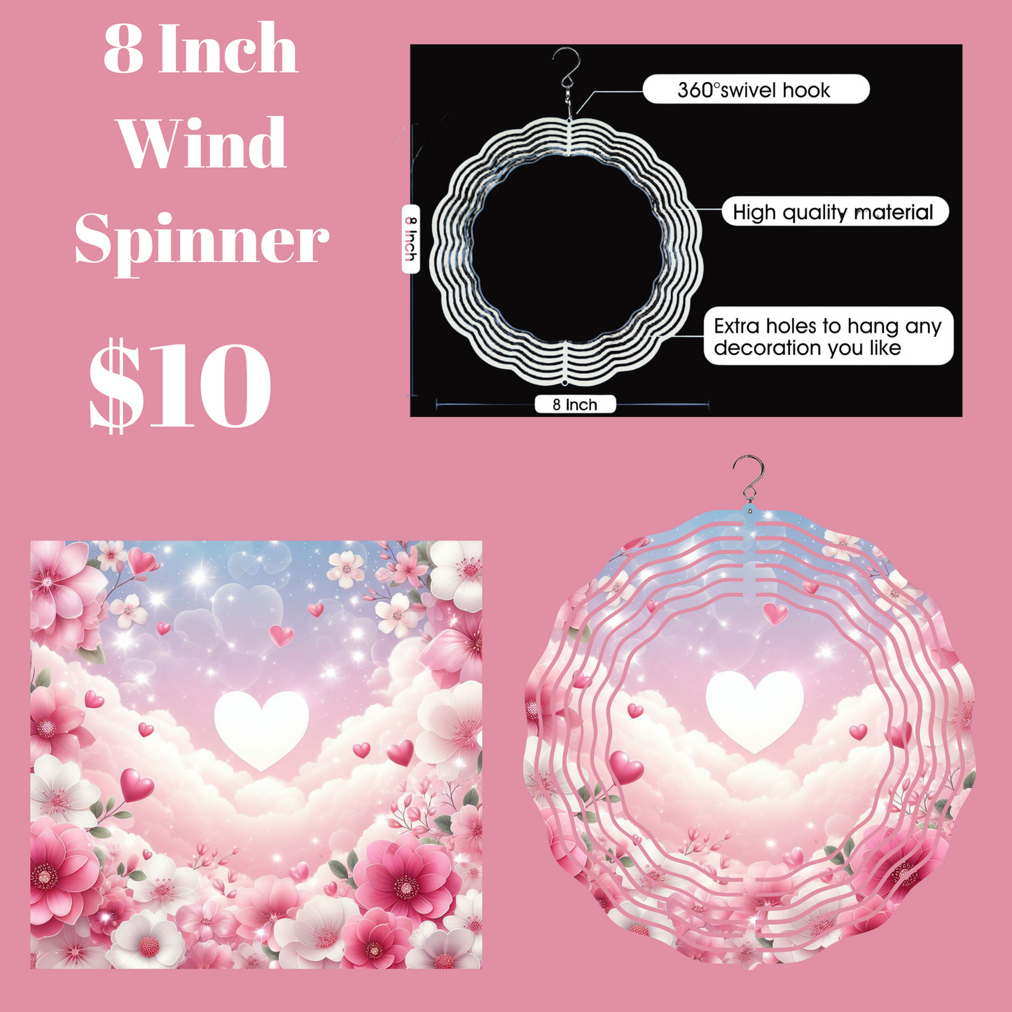 Radiant Hearts 3D Wind Spinner