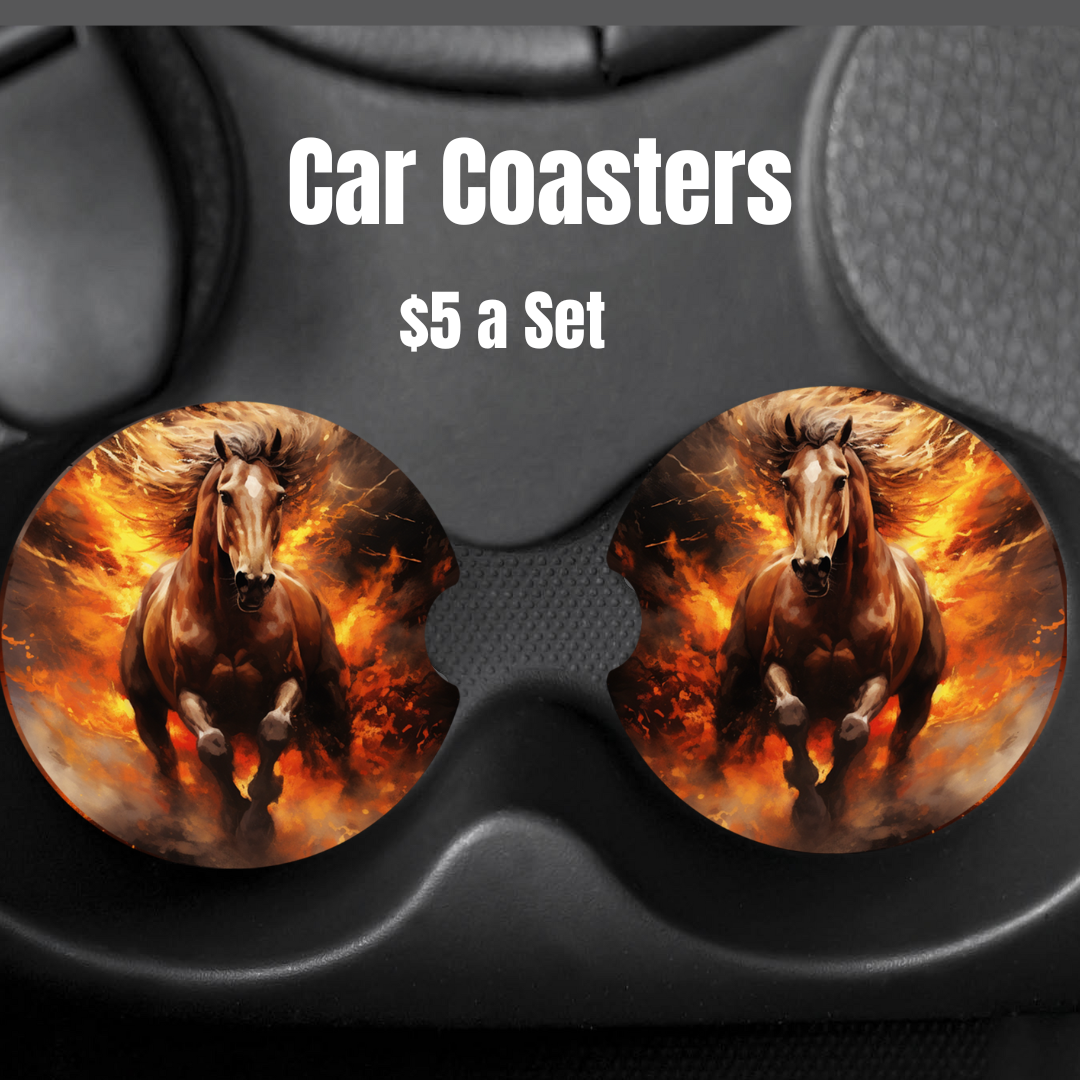 Horse on fire Car Coasters