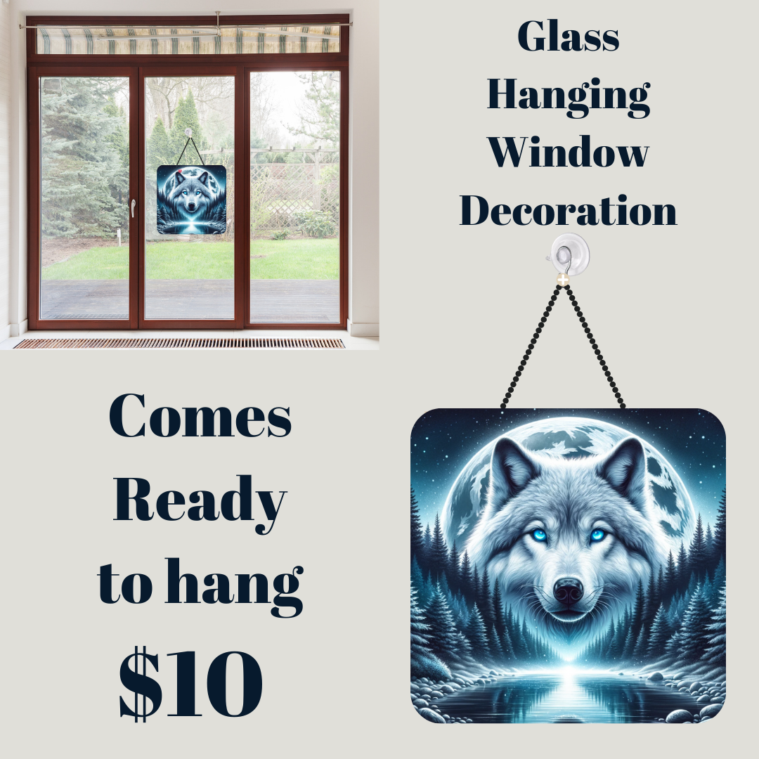Lunar Wolf Glass Suncatcher