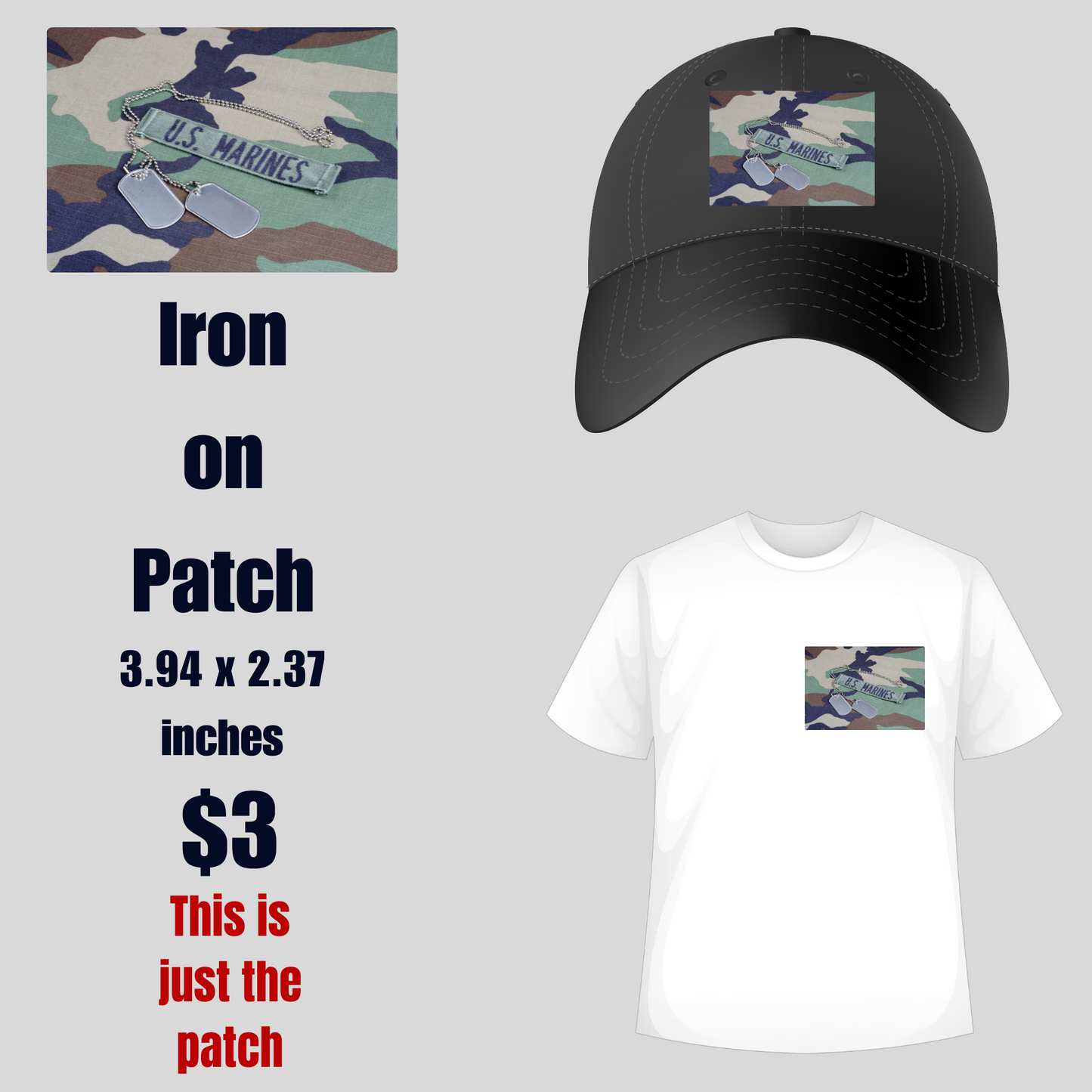 Patriotic Camo Marine Iron-On Patch