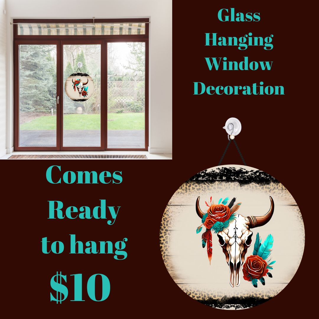Azure Bloom Circular Glass Window Charm