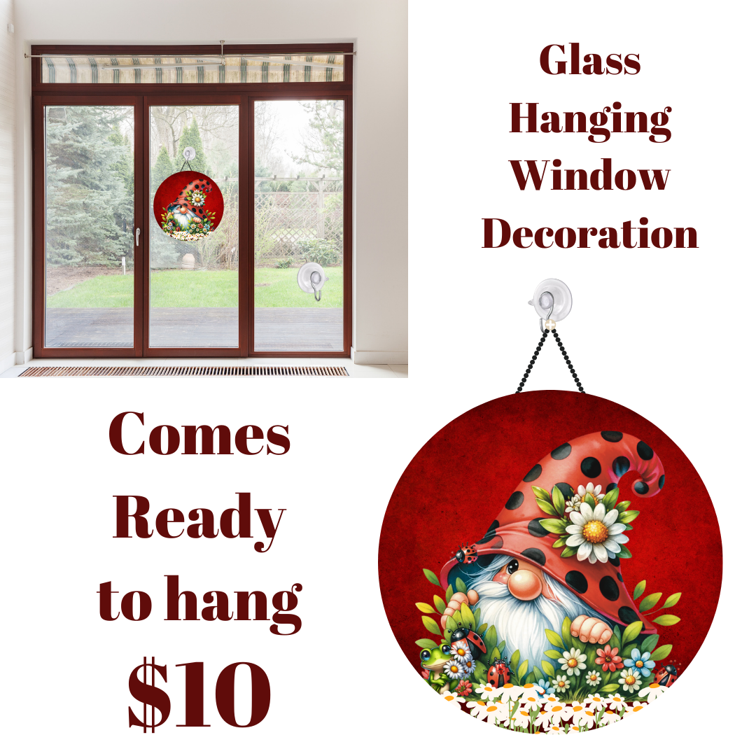 Enchanted Garden Gnome Glass Window Charms