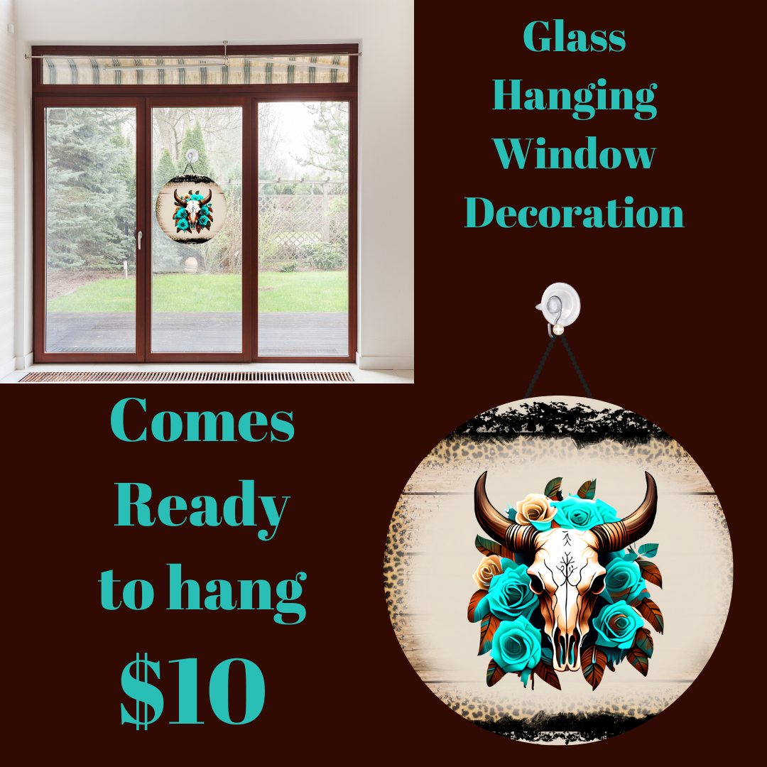Azure Bloom Circular Glass Window Charm