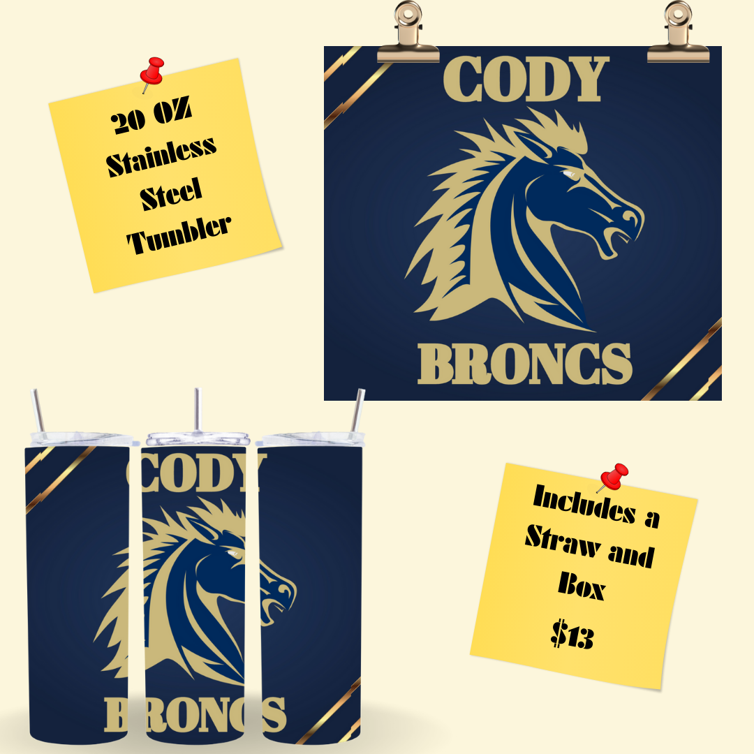 Cody Broncs 20oz Skinny Tumbler