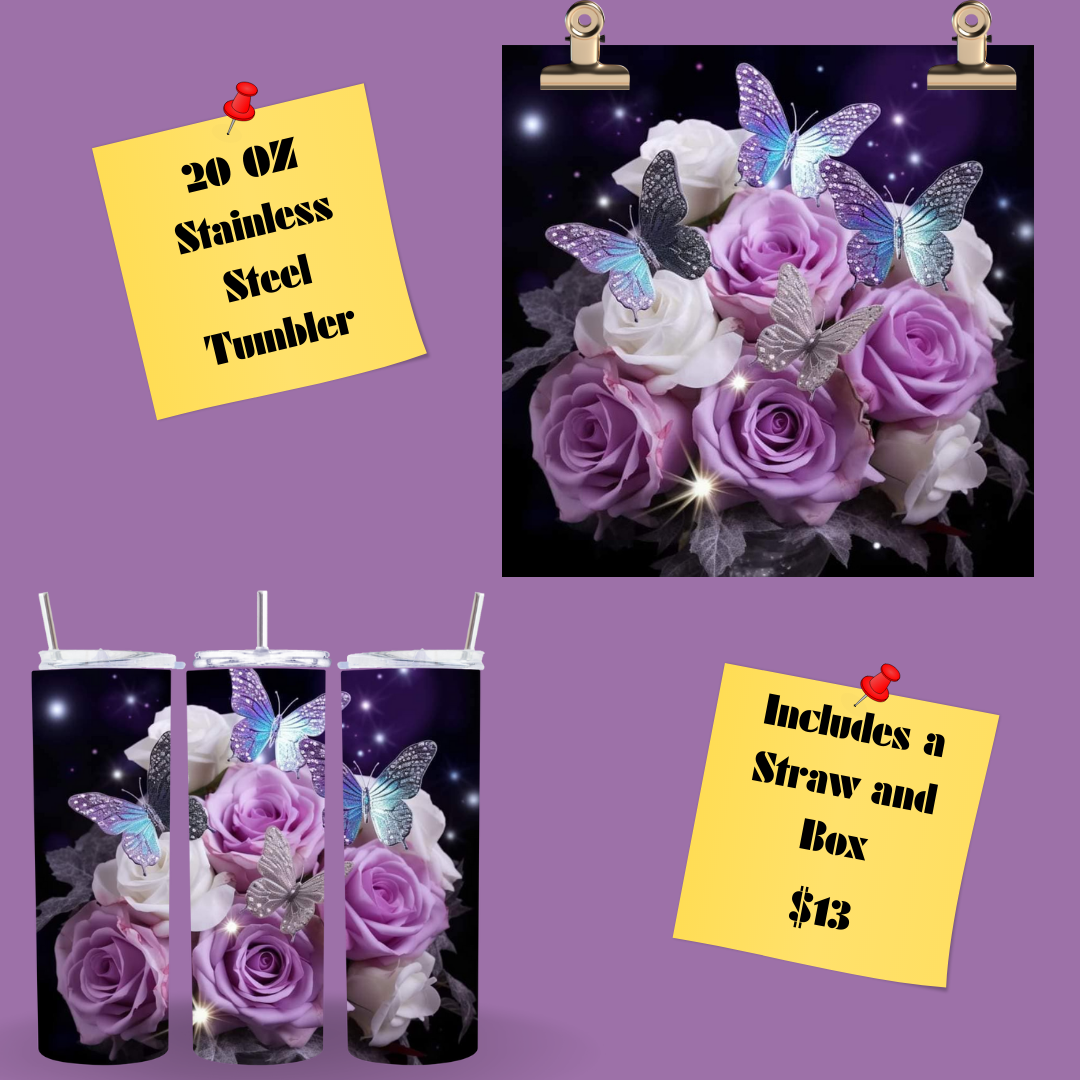 Butterflies and Roses Tumblers