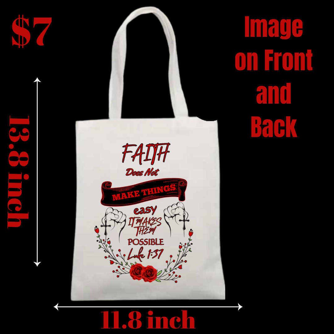 Faith-Inspired Dual-Sided Tote Bag – Floral and Scripture Design