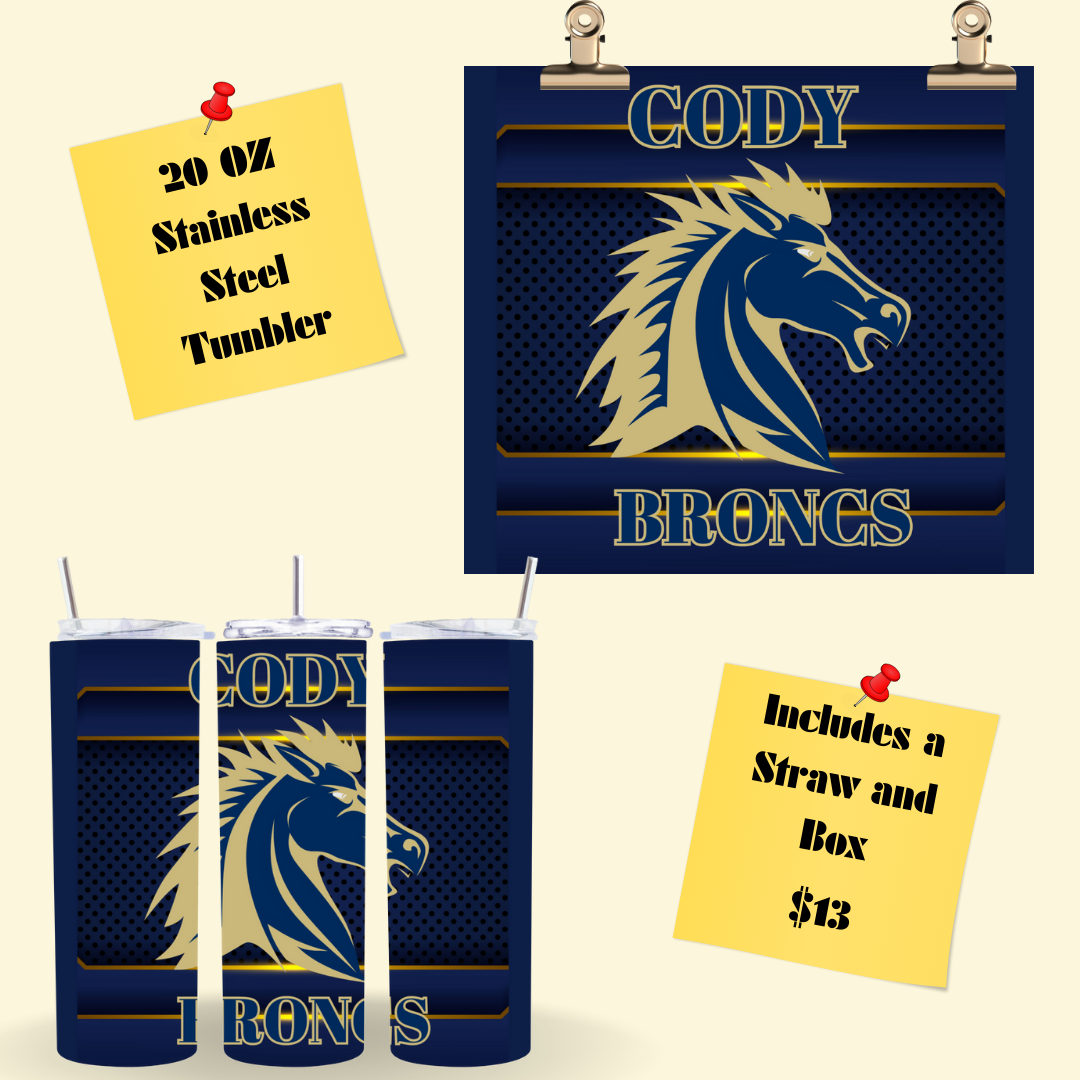 Cody Broncs 20oz Skinny Tumbler