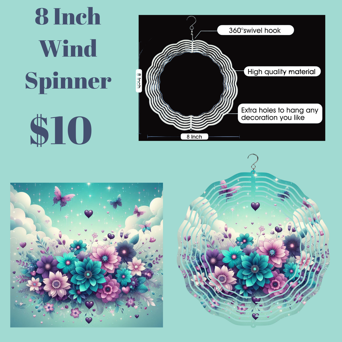 Radiant Hearts 3D Wind Spinner