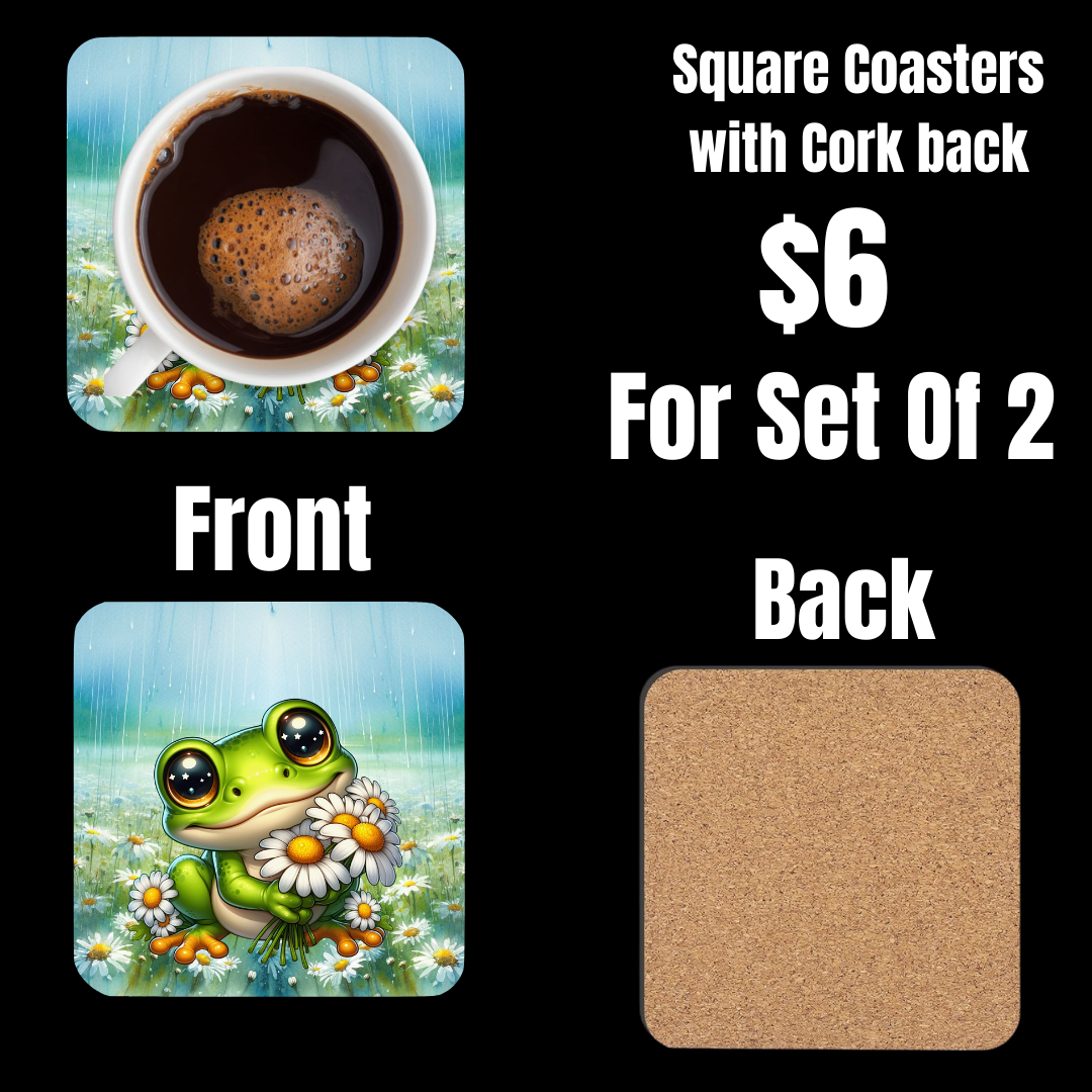 Meadow Frolic Frog Coasters