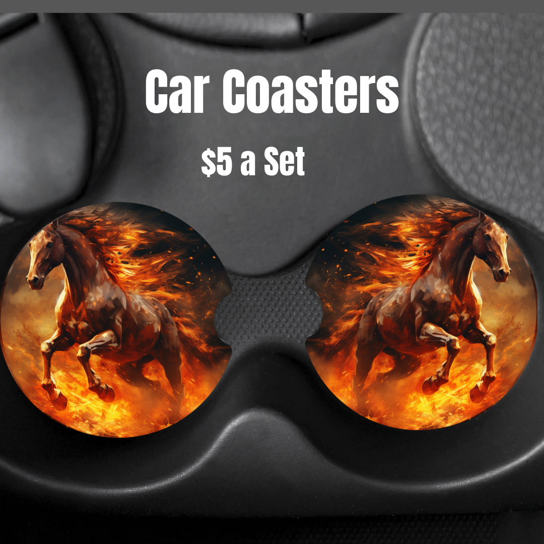 Horse on fire Car Coasters