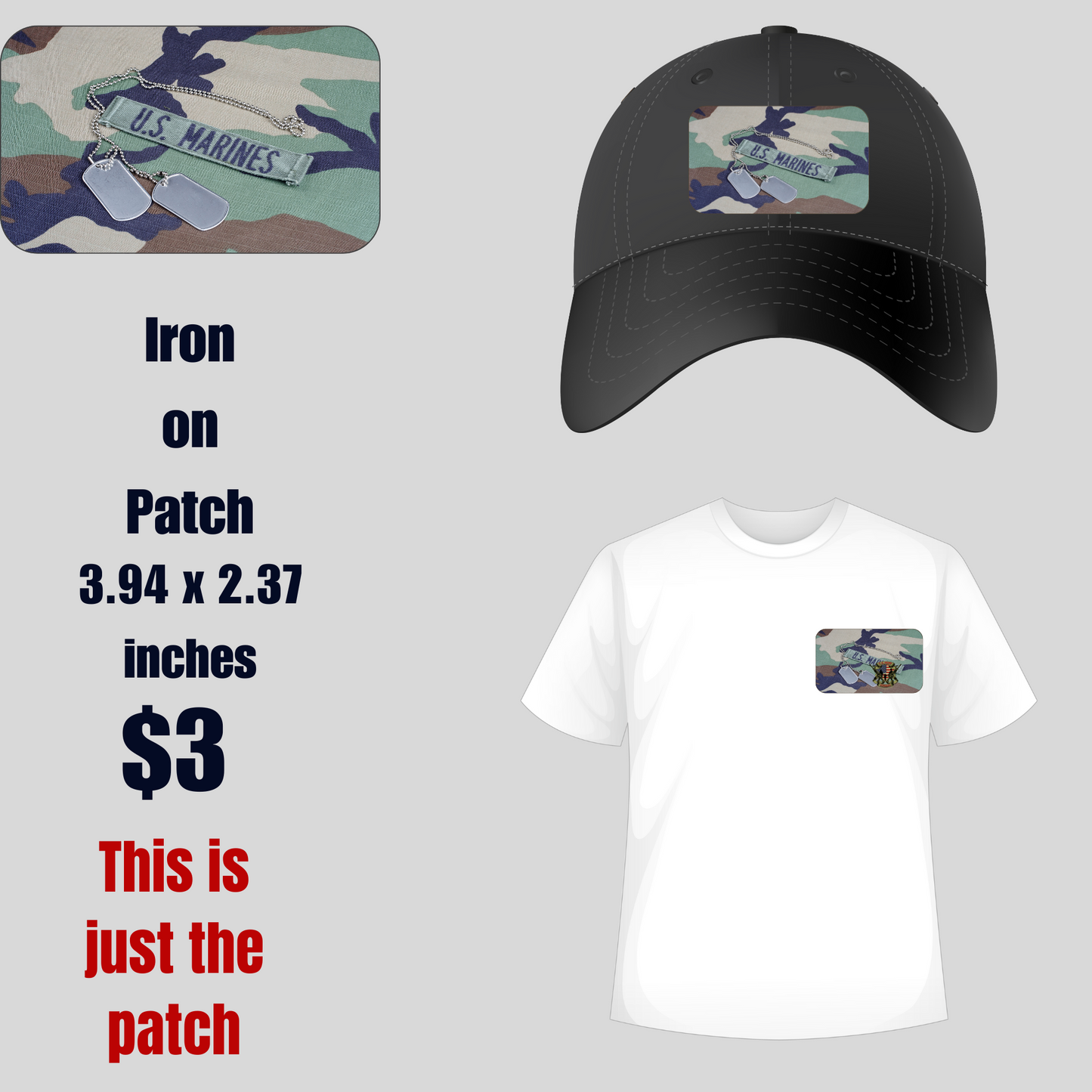 Patriotic Camo Marine Iron-On Patch