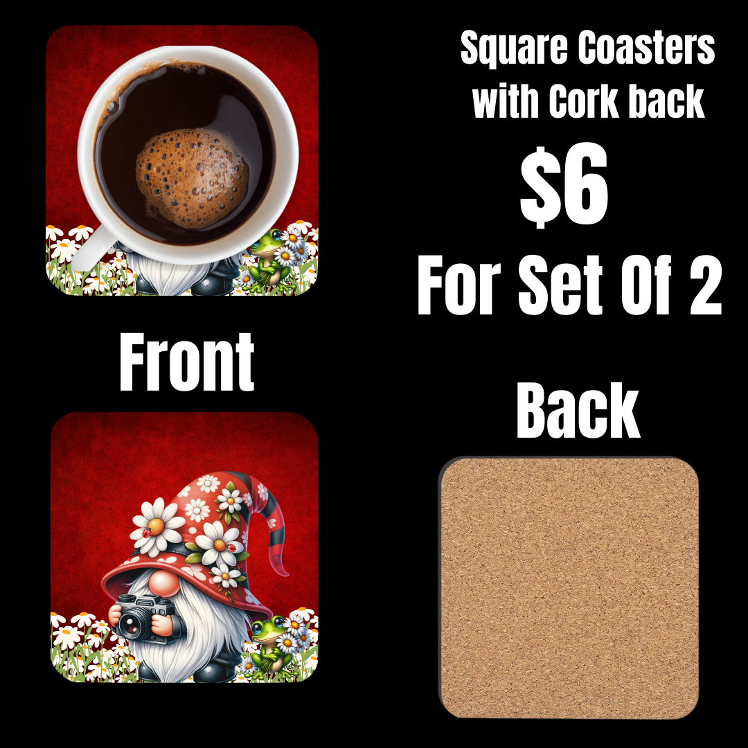 Whimsical Gnome End Table Coaster Set