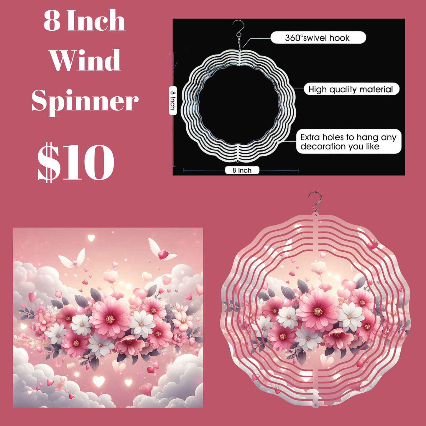 Radiant Hearts 3D Wind Spinner