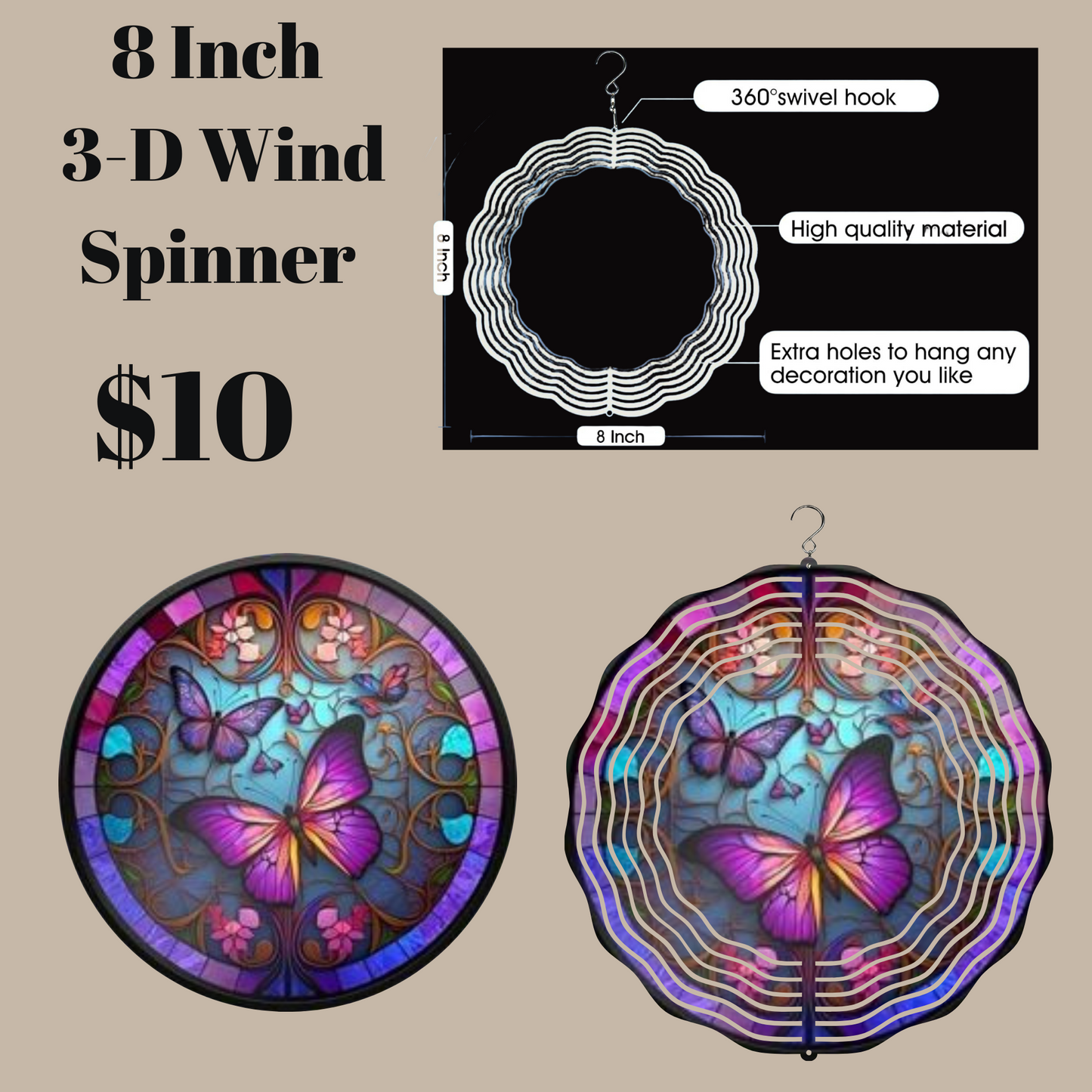 Enchanted Garden Butterfly 3D Wind Spinner