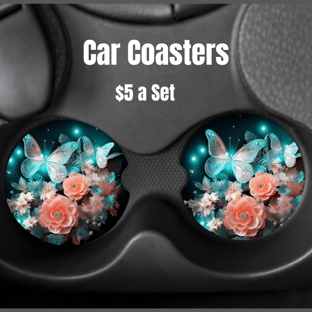Butterflies and roses Car Coasters