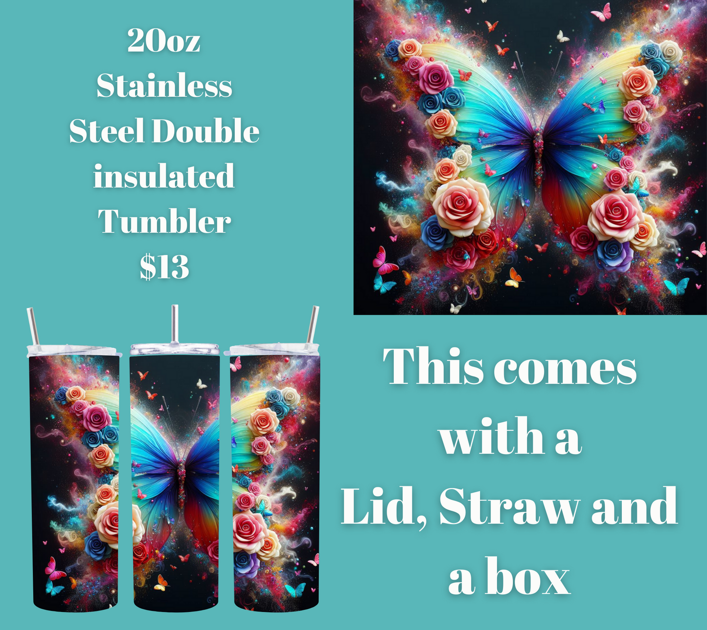 Enchanted Flutter Stainless Steel Tumbler