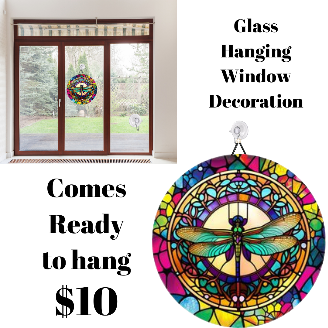 Dragonfly Dream Stained Glass Window Hanging