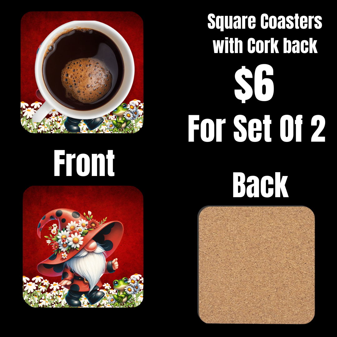 Whimsical Gnome End Table Coaster Set
