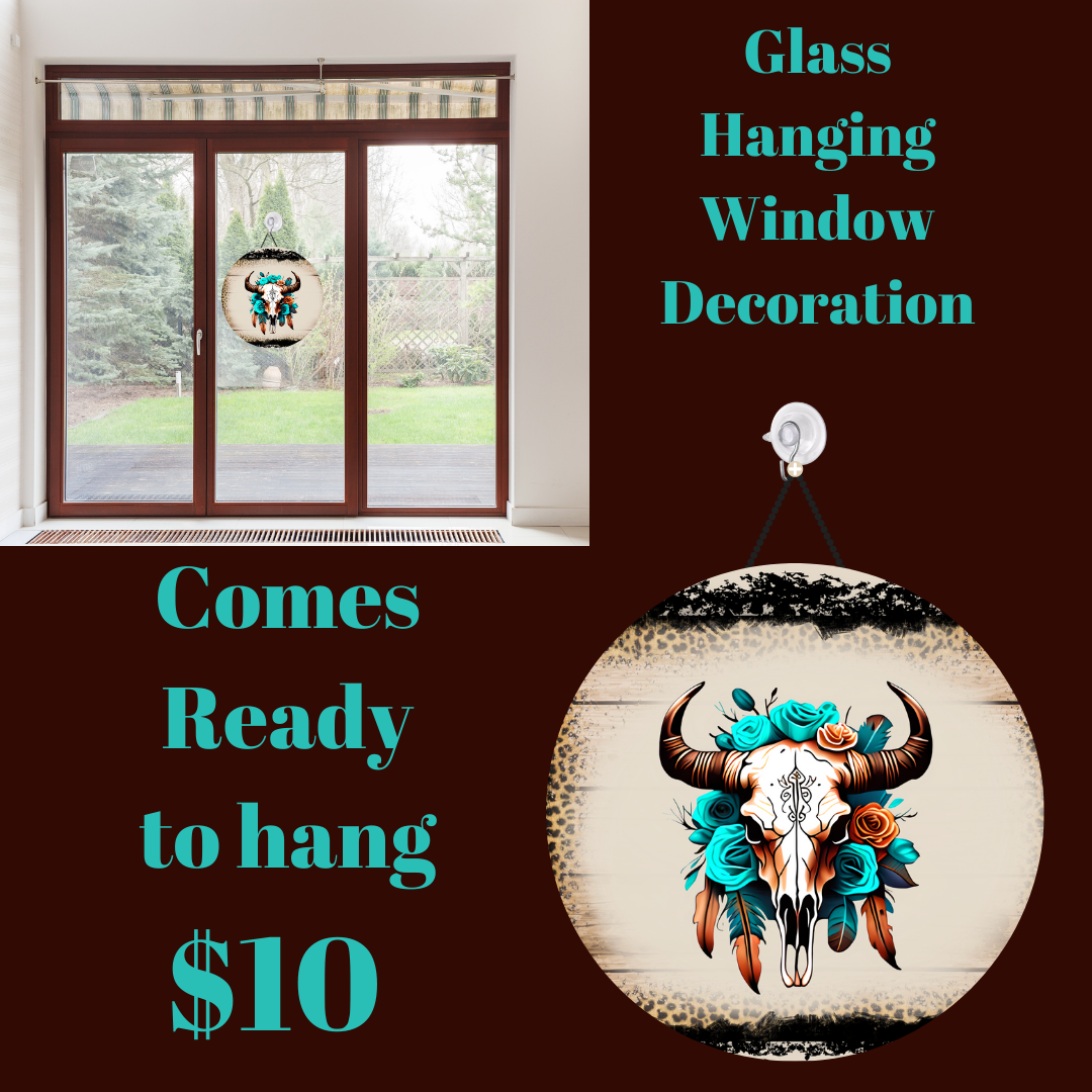 Azure Bloom Circular Glass Window Charm