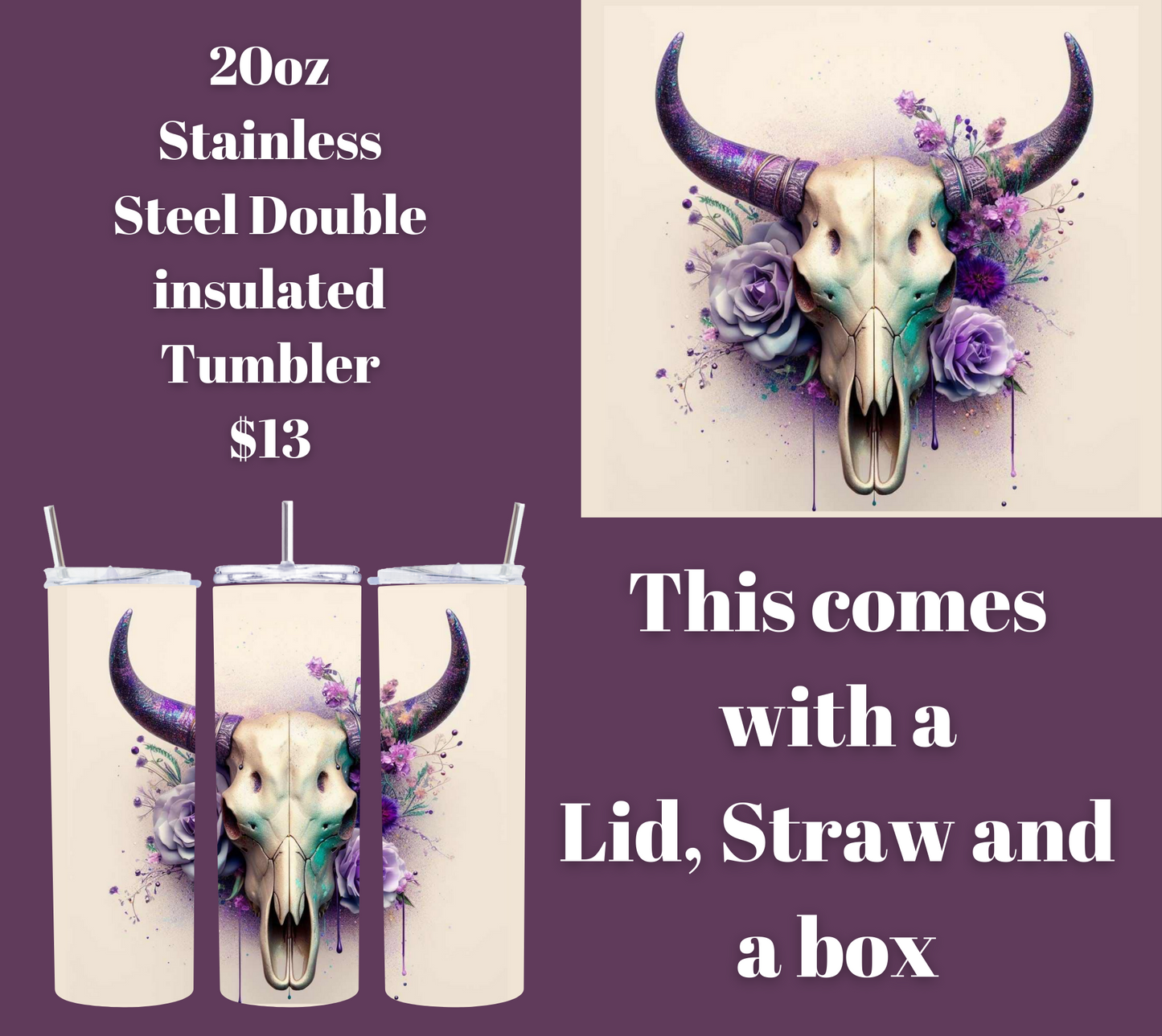 Mystic Bull Skull Oasis Tumbler