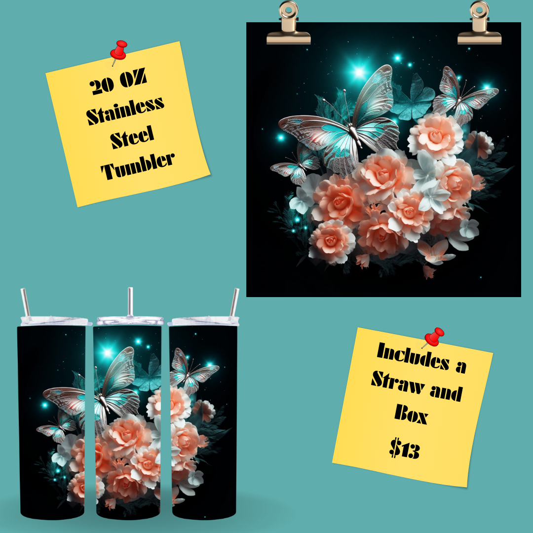 Butterflies and Roses Tumblers