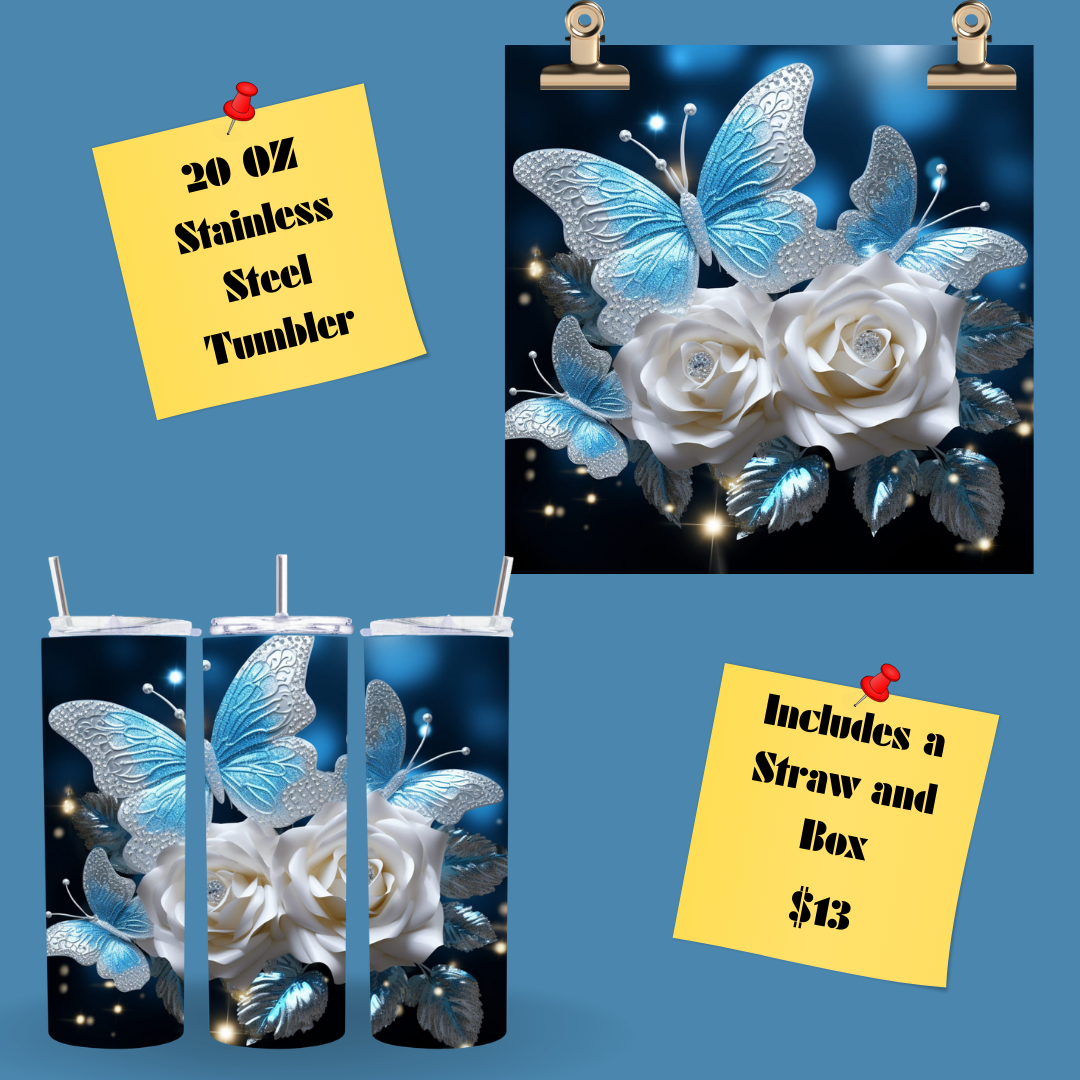 Butterflies and Roses Tumblers